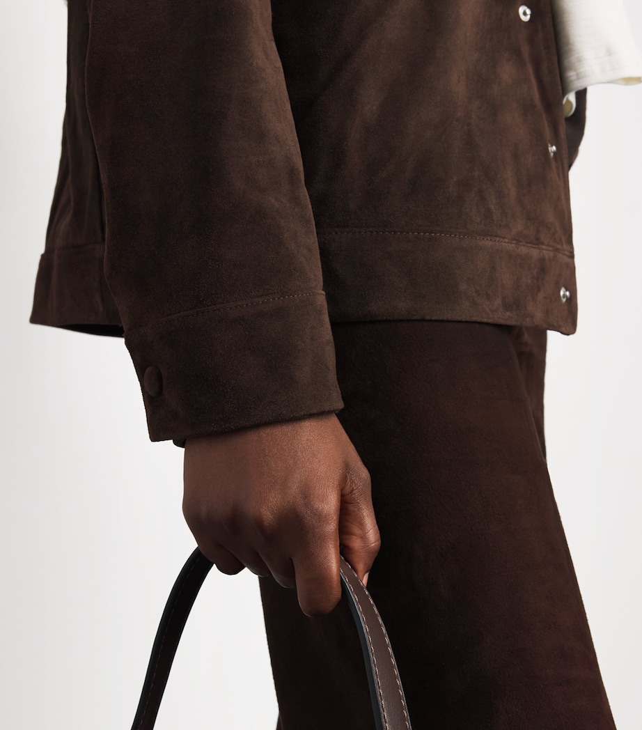 FRAME Womens Suede Fringe The Rodeo Jacket Chestnut Image 3