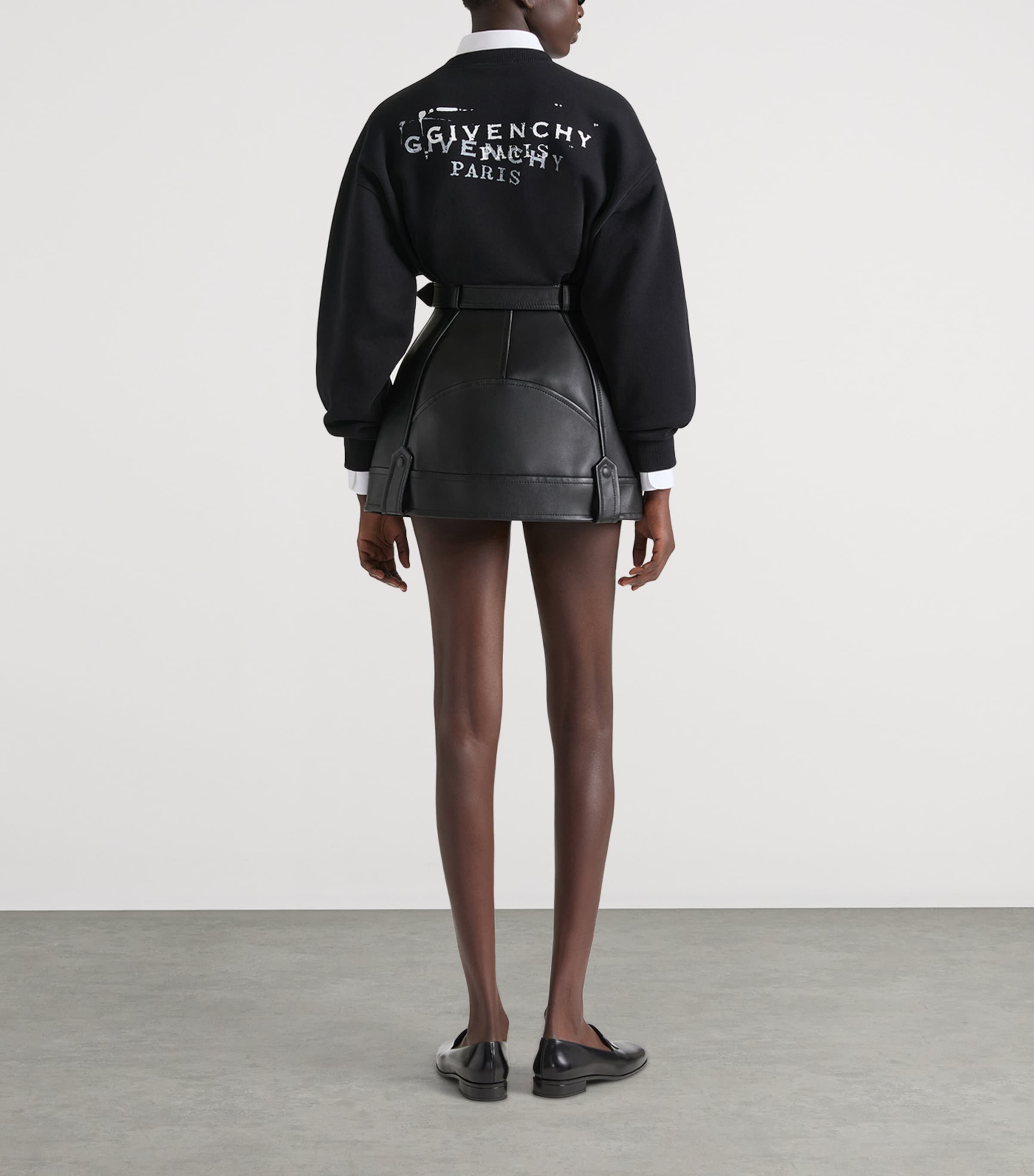 Leather Biker Mini Skirt BLACK Image 3