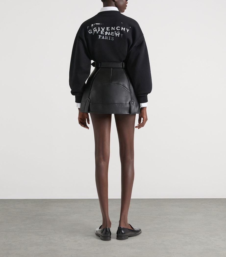 Leather Biker Mini Skirt BLACK Image 3