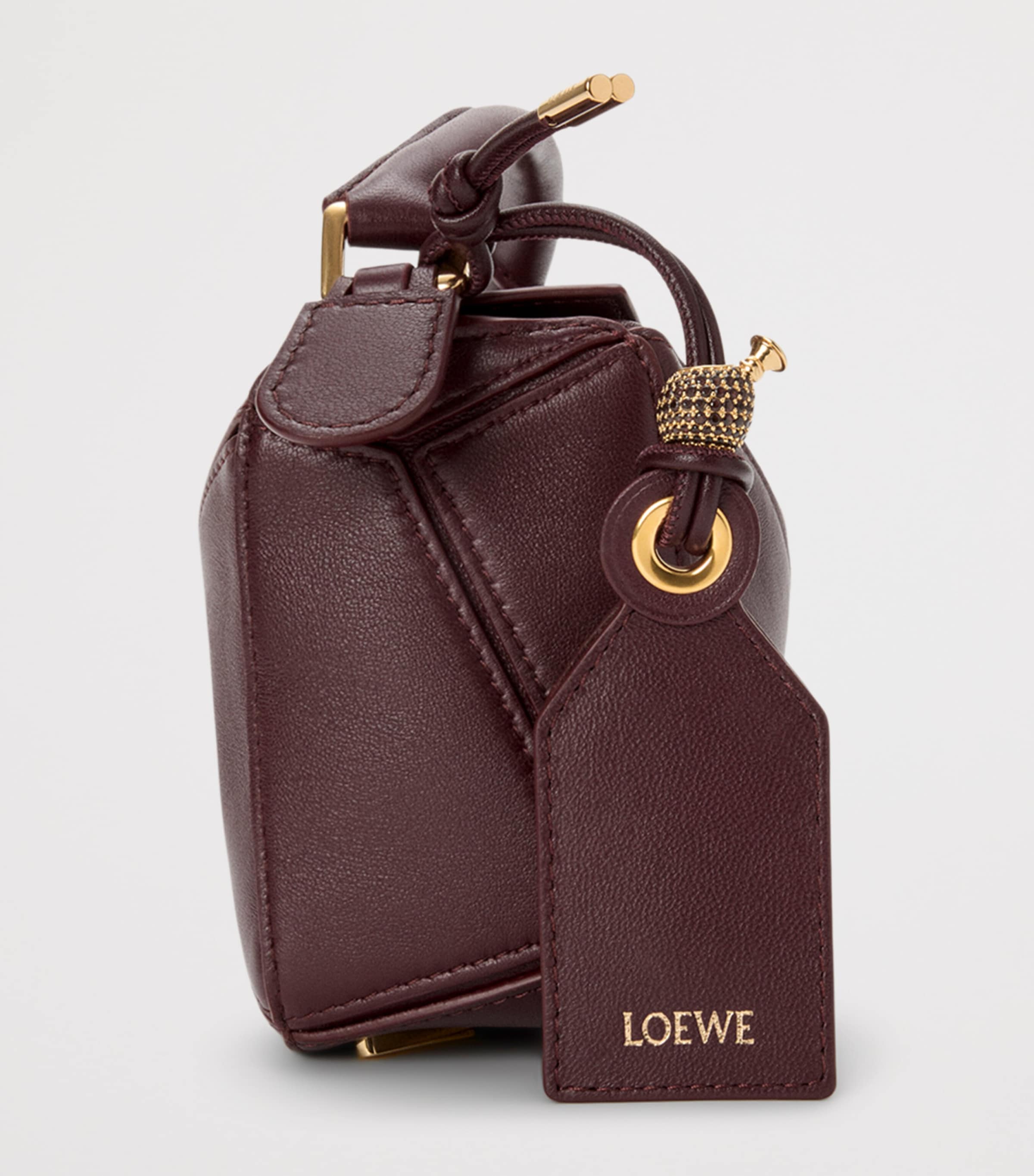 Mini Leather Puzzle Top-Handle Bag DARK BURGUNDY Image 4