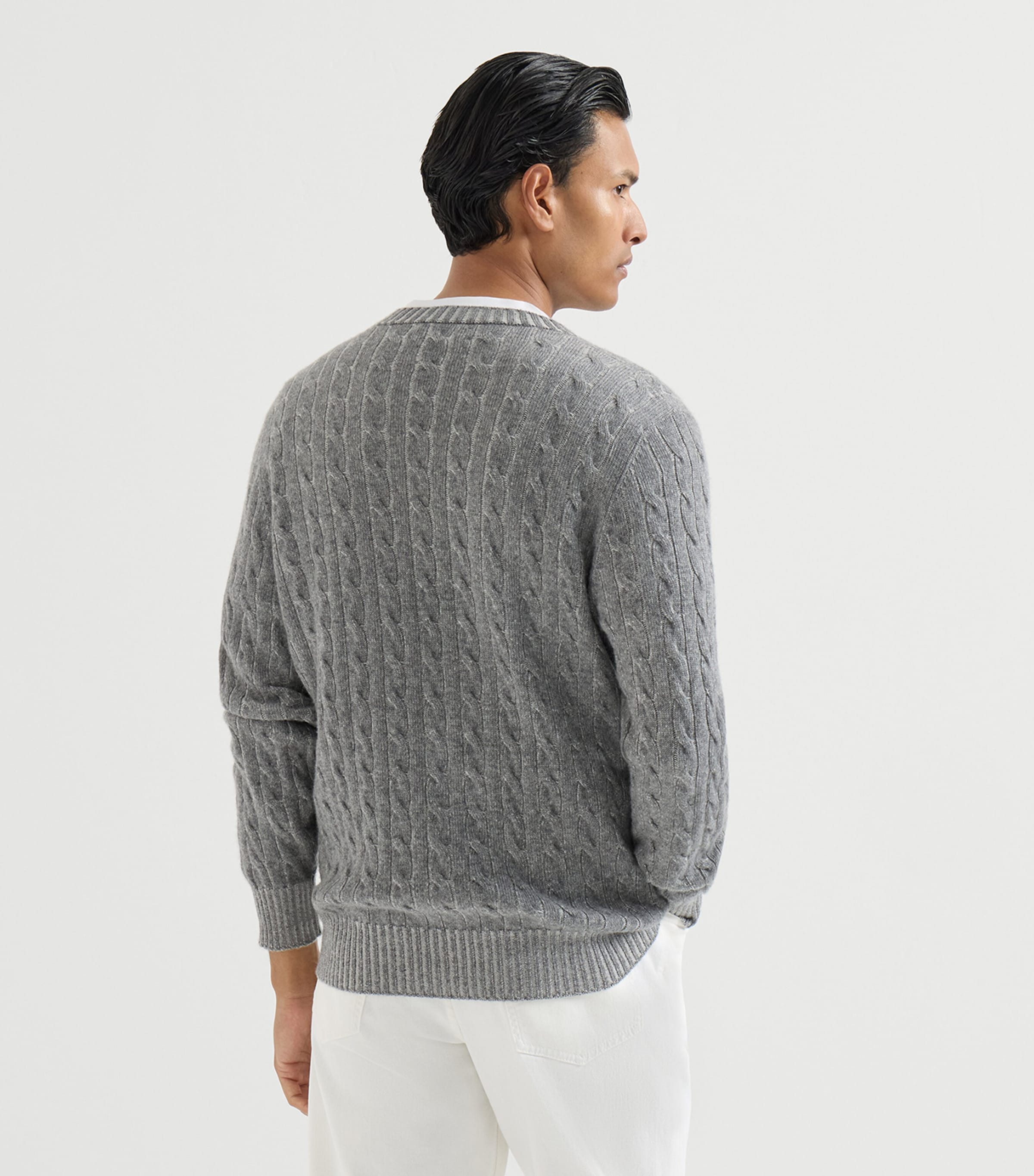 Brunello Cucinelli Mens Cashmere Vanisé Cable-Knit Sweater Image 5