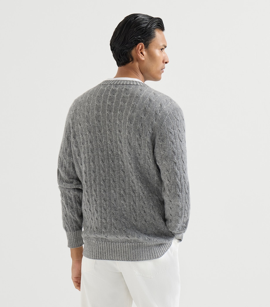 Brunello Cucinelli Mens Cashmere Vanisé Cable-Knit Sweater Image 5