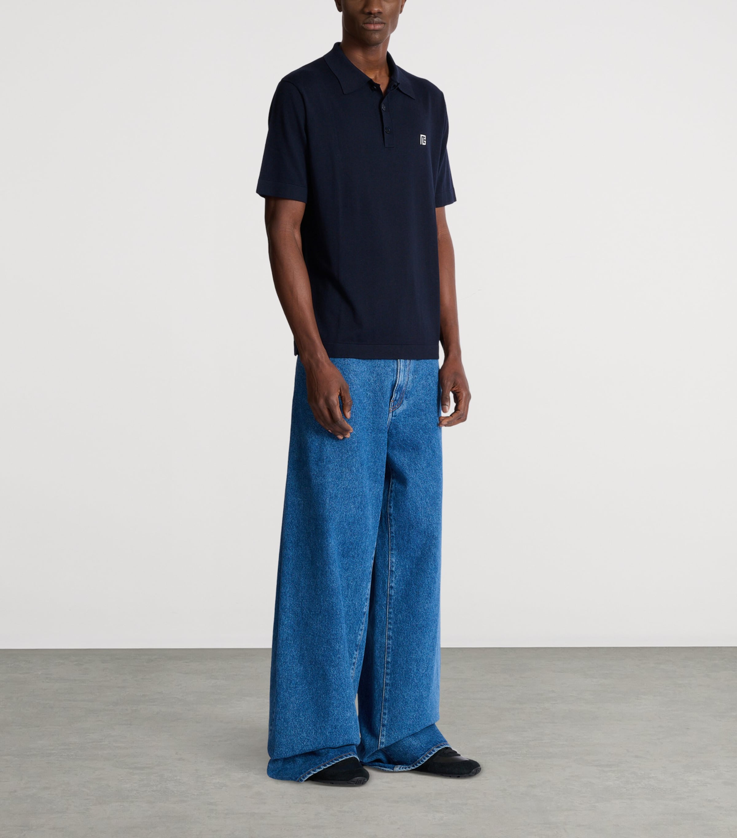 Silk-Cotton Logo Polo Shirt SIV MARINE/BLANC Image 2