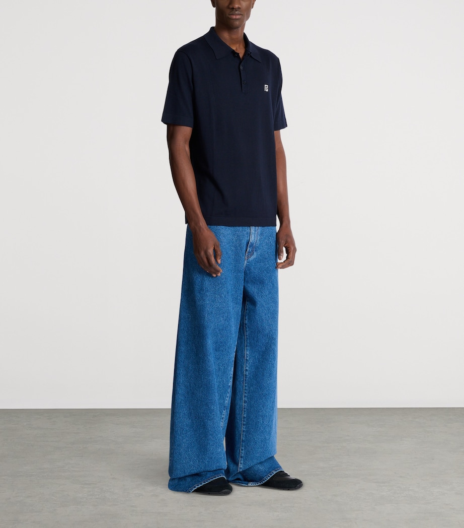 Silk-Cotton Logo Polo Shirt SIV MARINE/BLANC Image 2