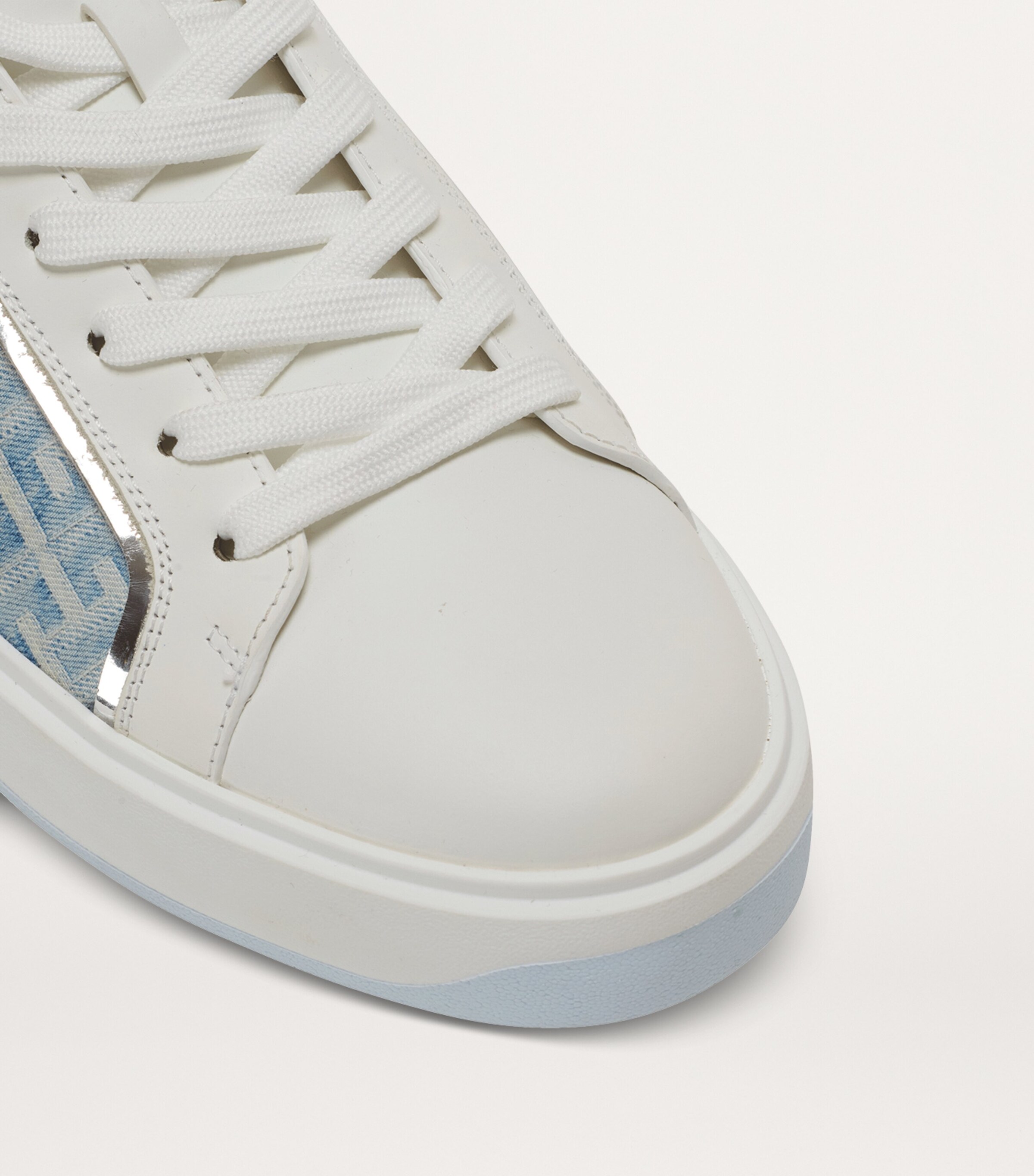 Balmain Leather-Denim B-Court Sneakers Bleu Denim/blanc Image 6