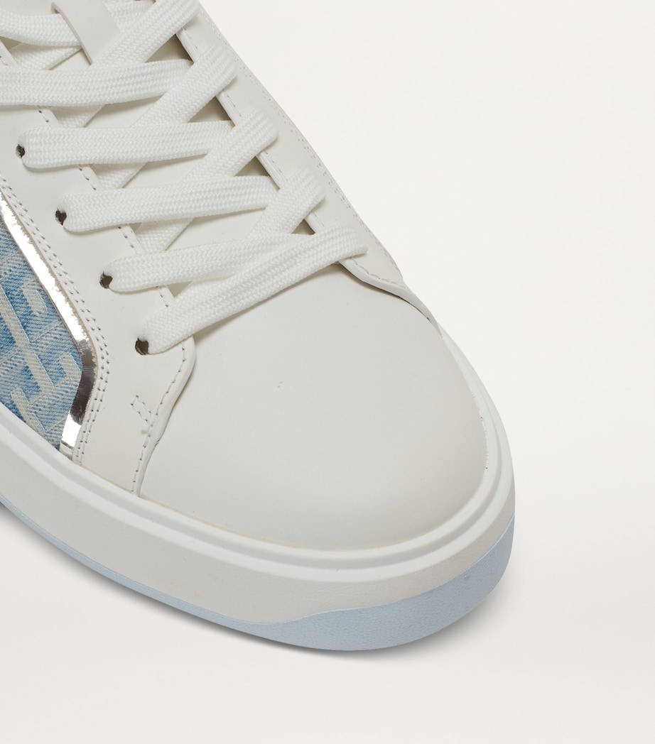 Balmain Leather-Denim B-Court Sneakers Bleu Denim/blanc Image 6