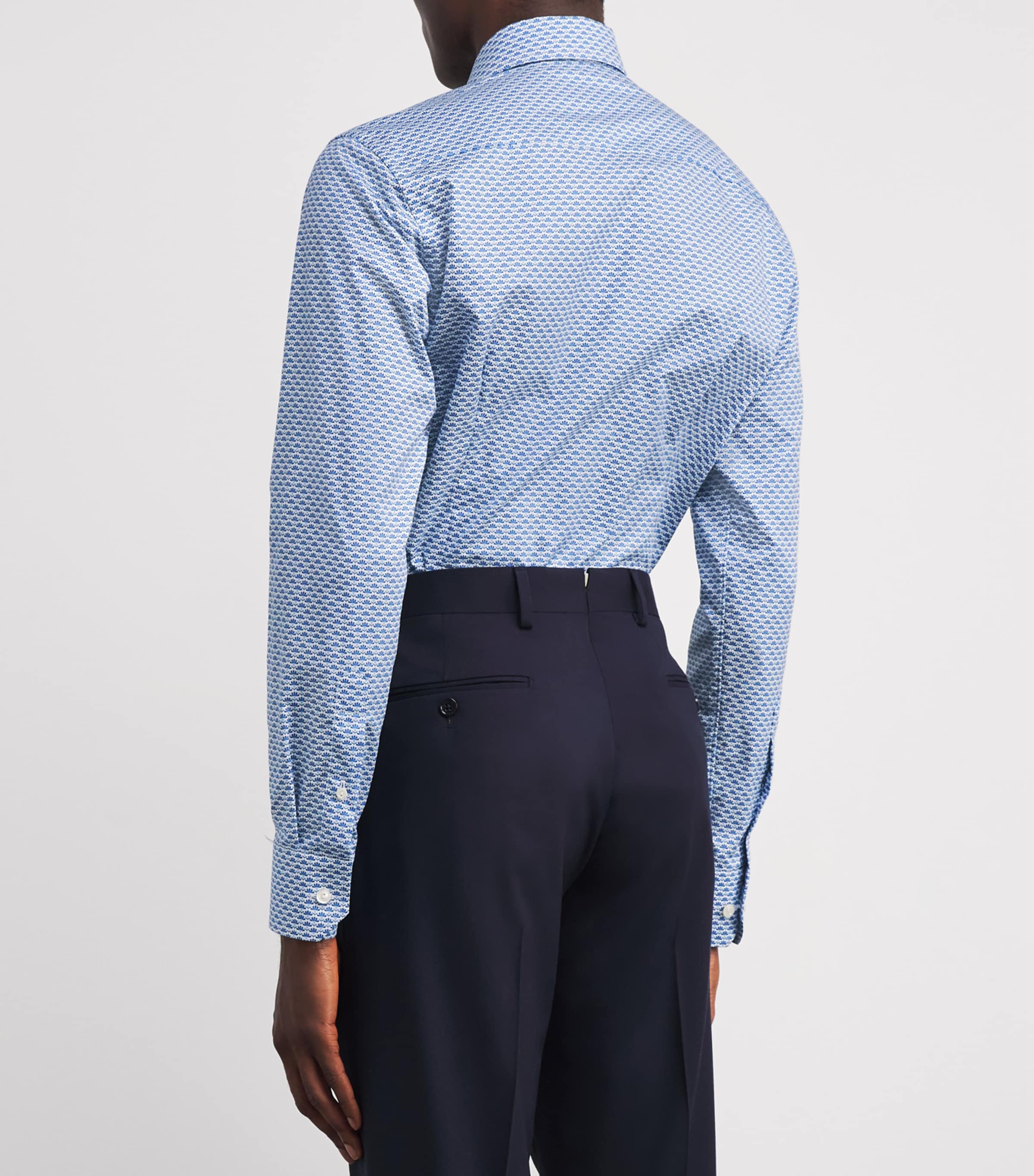 Cotton Twill Print Slim Shirt 26DARK BLUE Image 4