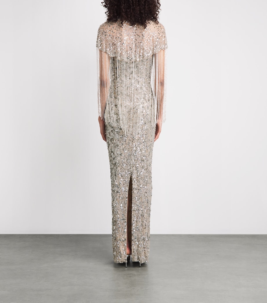 Jenny Packham Womens Embellished Sirocco Gown and Cape Moonstone Image 4