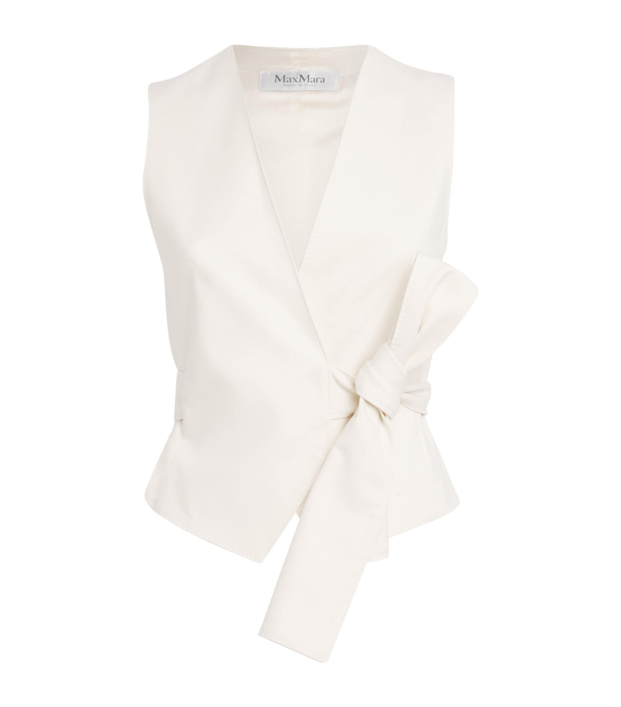 Max Mara Cotton-blend Tie-front Waistcoat In White