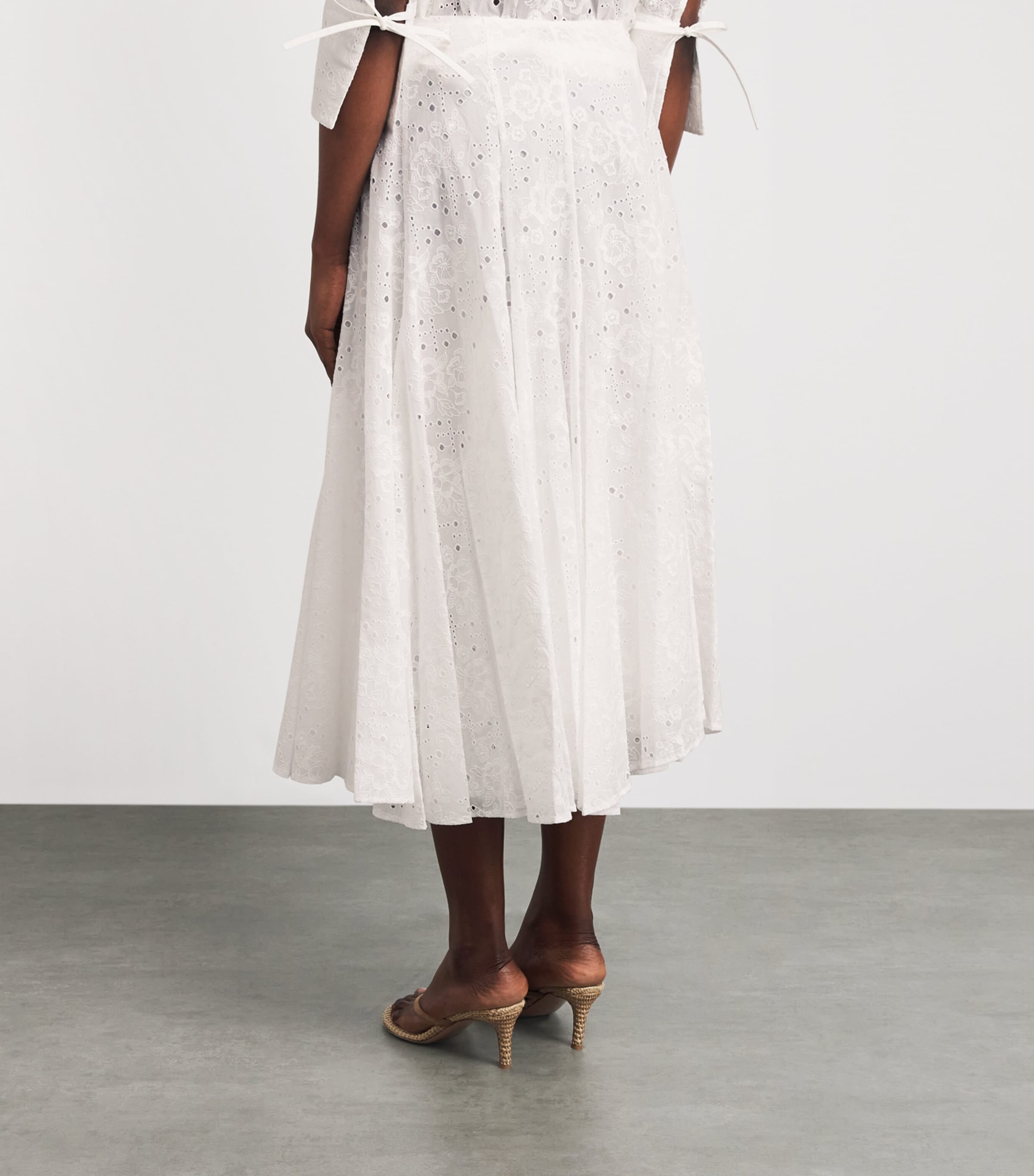 Tory Burch Womens Cotton Eyelet Midi Skirt White Image 5