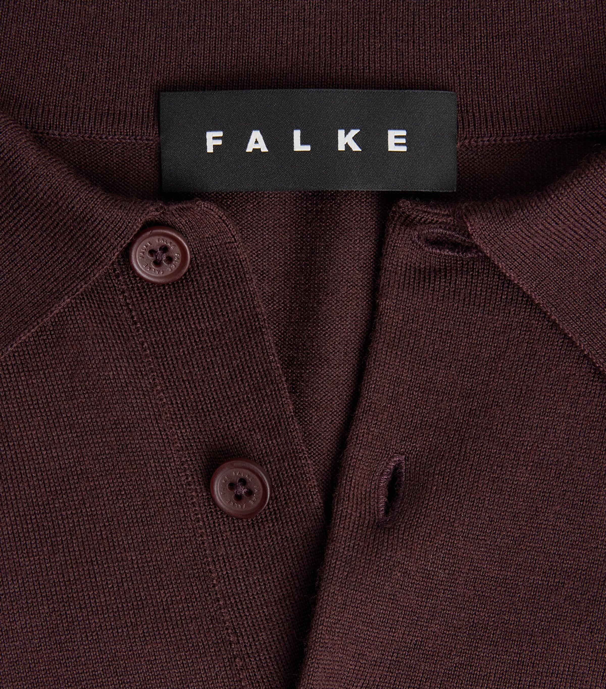 Falke Mens Ultrafine Merino Wool Polo Shirt Dark Choco Image 6