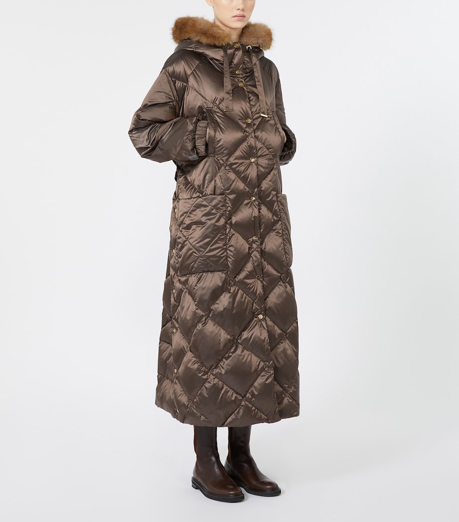 Max Mara Womens Quilted Longline Coat Brown Image 2