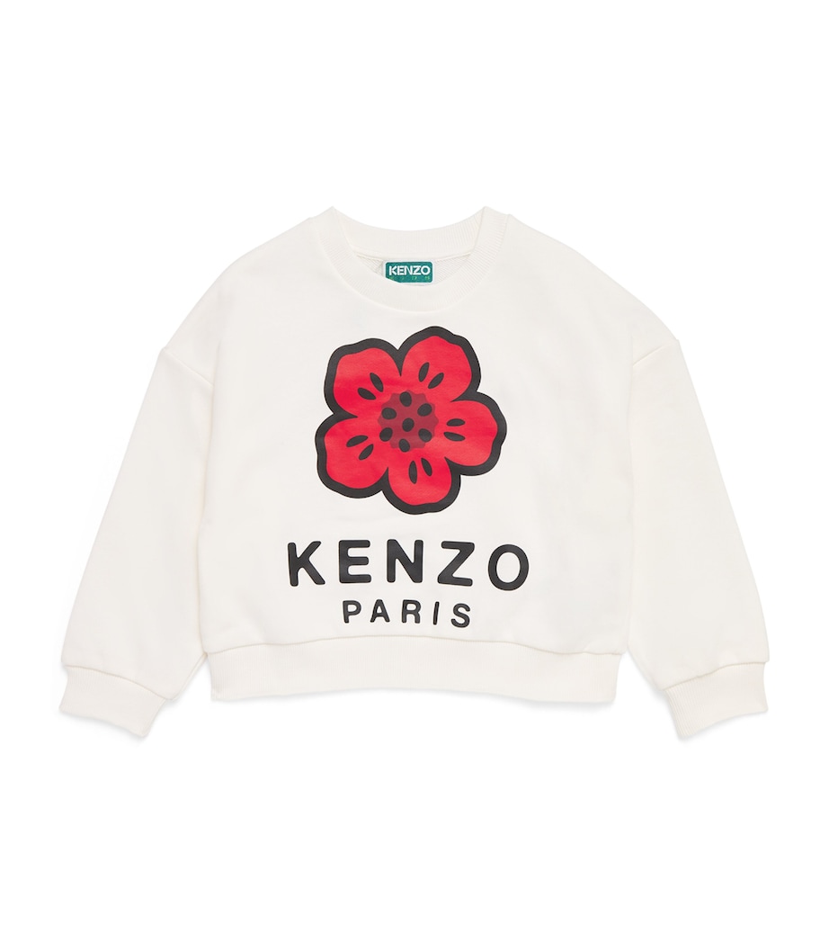 Kenzo Kids Cotton Flower Logo Sweatshirt (2-14 Years) Offwhite Image 1