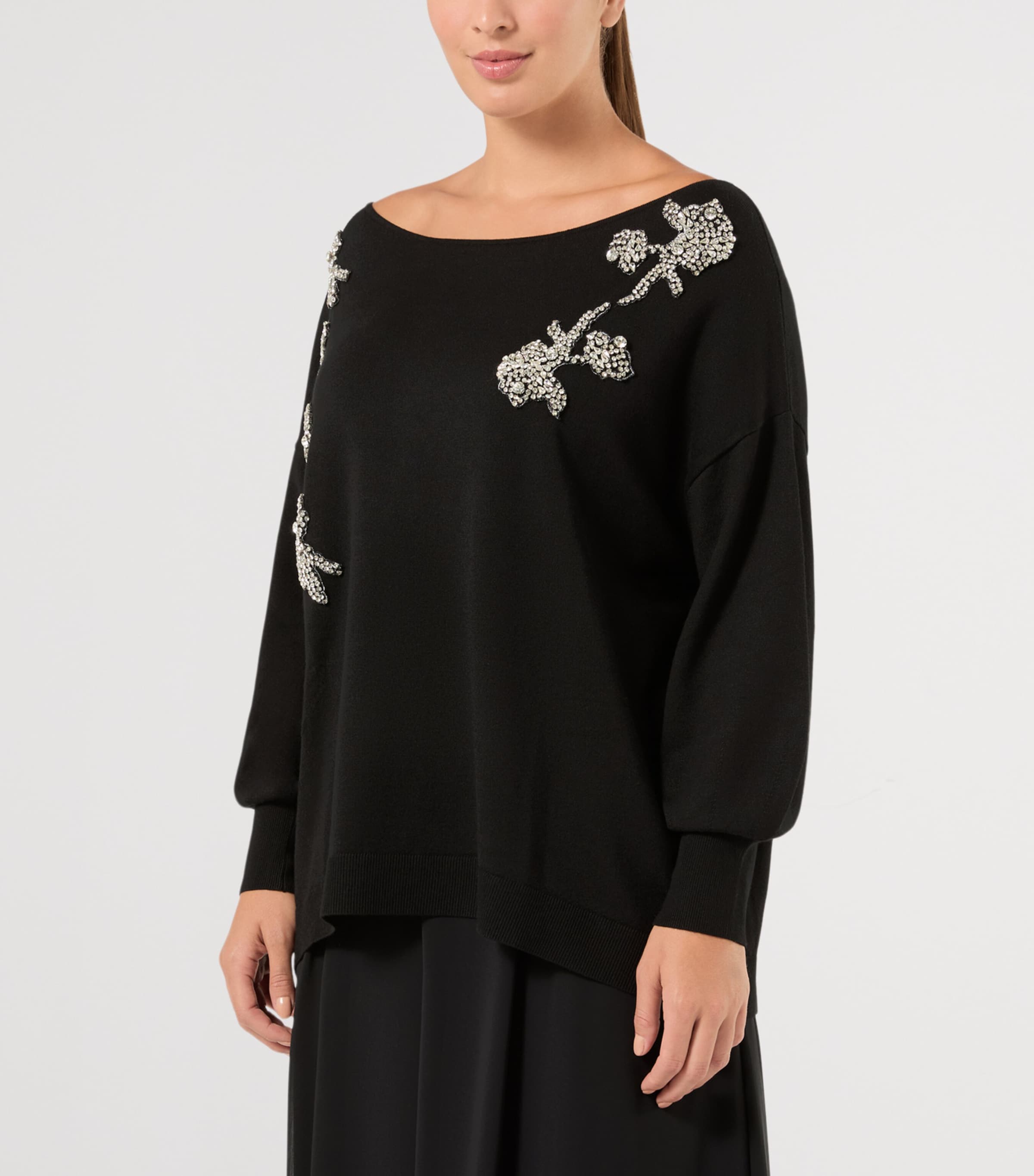 Marina Rinaldi Womens Embellished Sweater Black Image 3