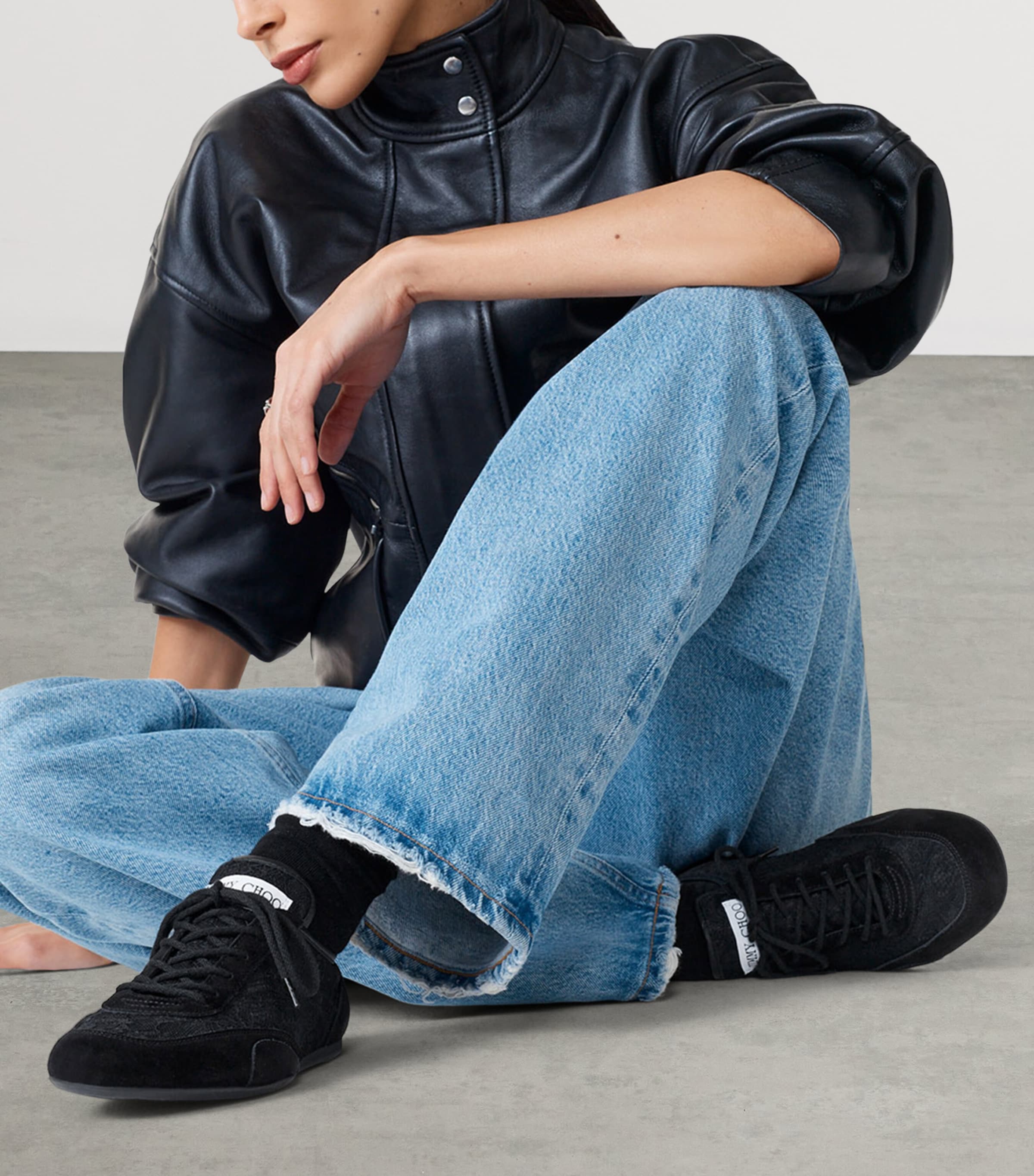 Jimmy Choo Sunny Lace Low-Top Sneakers V Black Mix Image 2