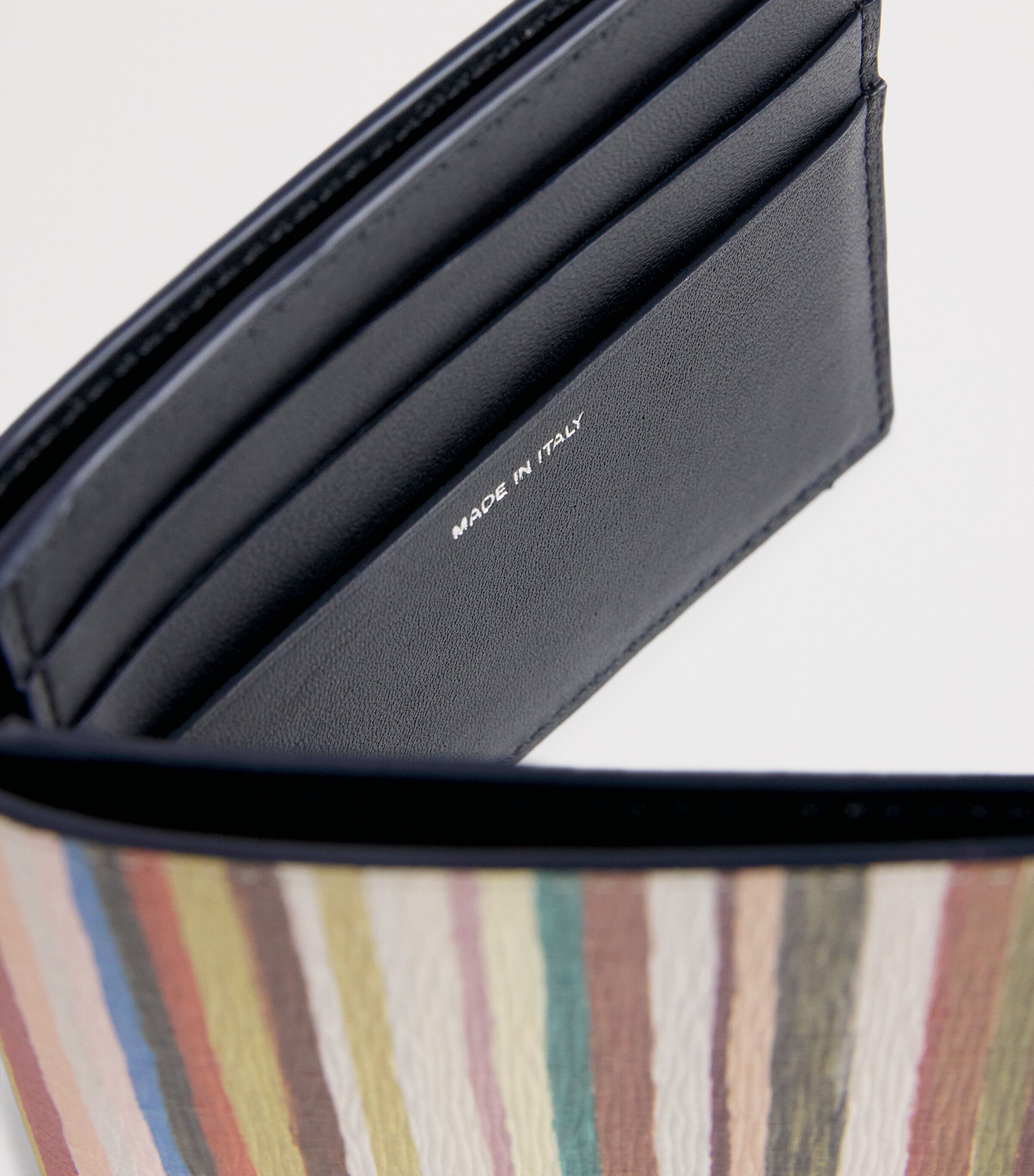 Leather Painted Stripe Bifold Wallet MULTICOLOUR Image 3