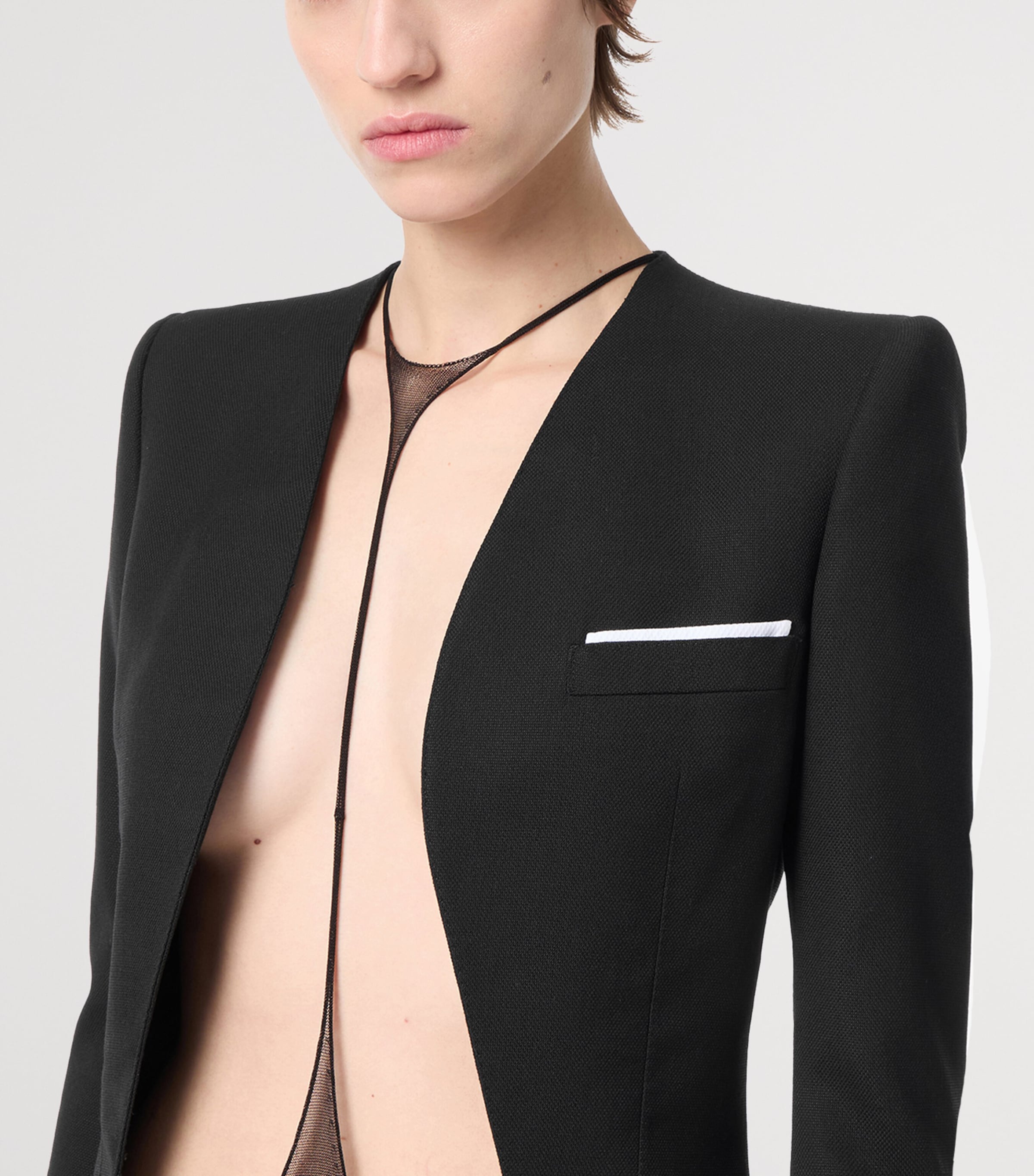 TOM FORD Womens Wool-Silk Collarless Jacket Naa Image 3