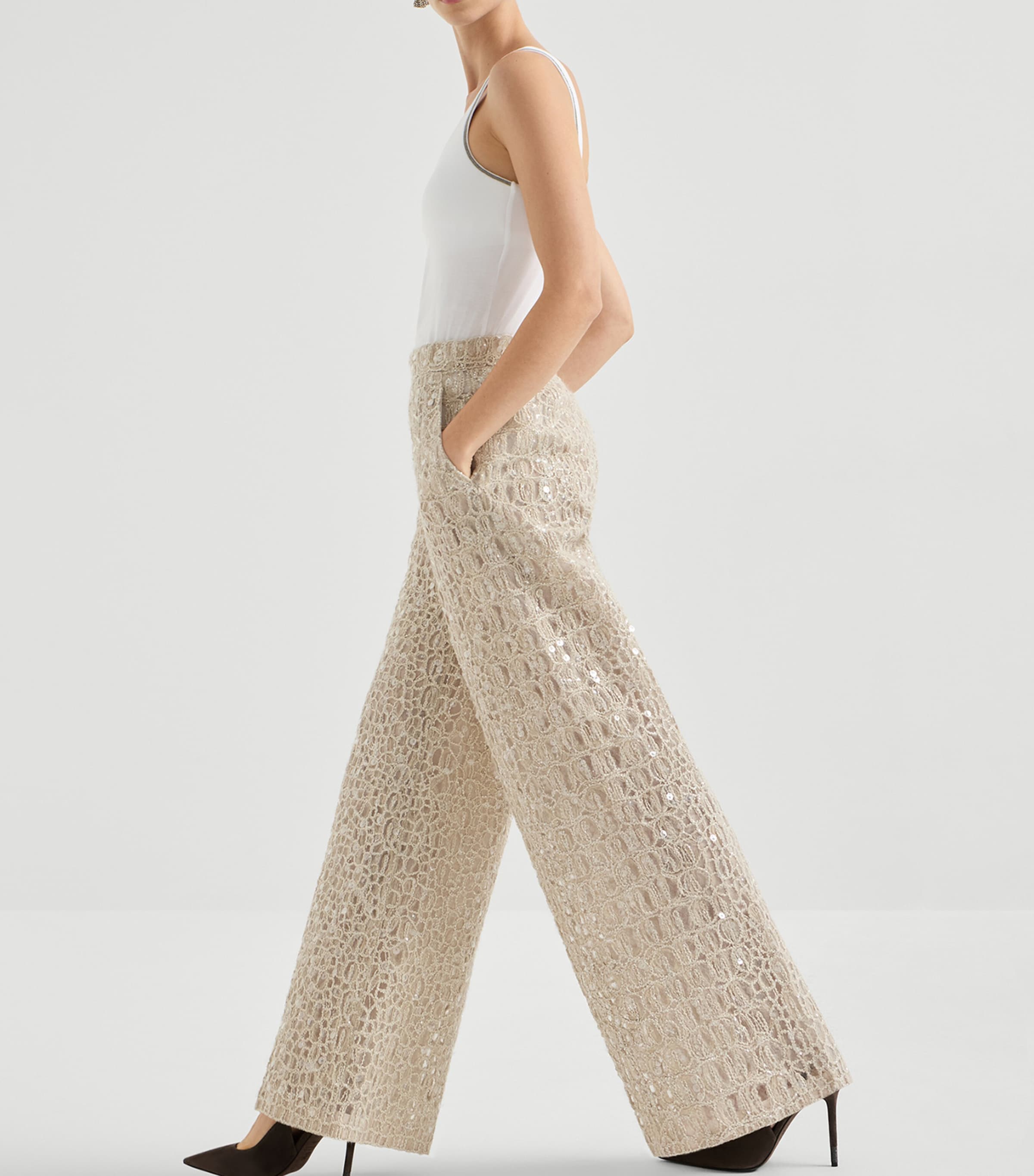 Sequin-Detail Wide-Leg Trousers CRI71 Image 4