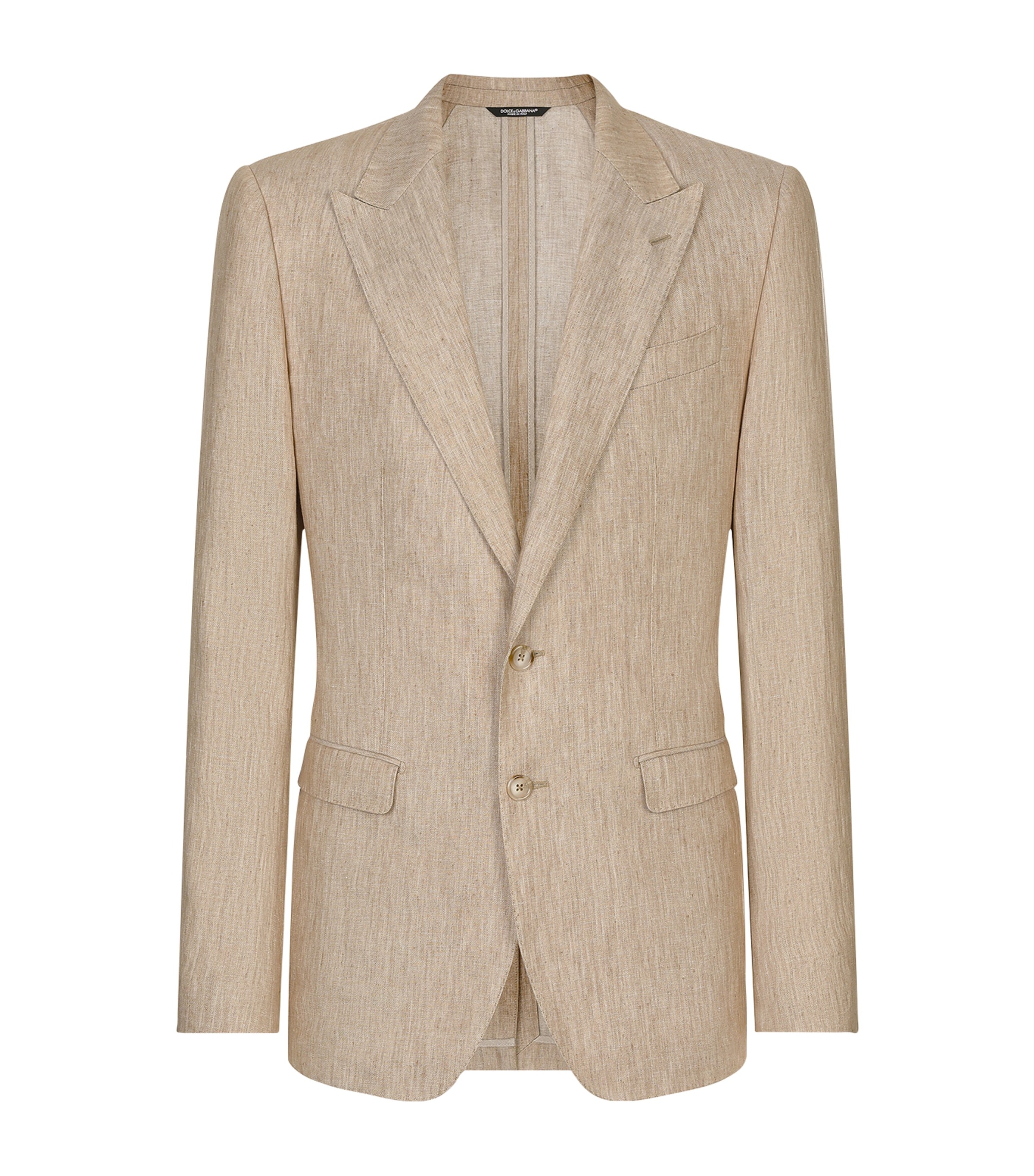 Dolce & Gabbana Single-breasted Linen Blazer In Neutrals