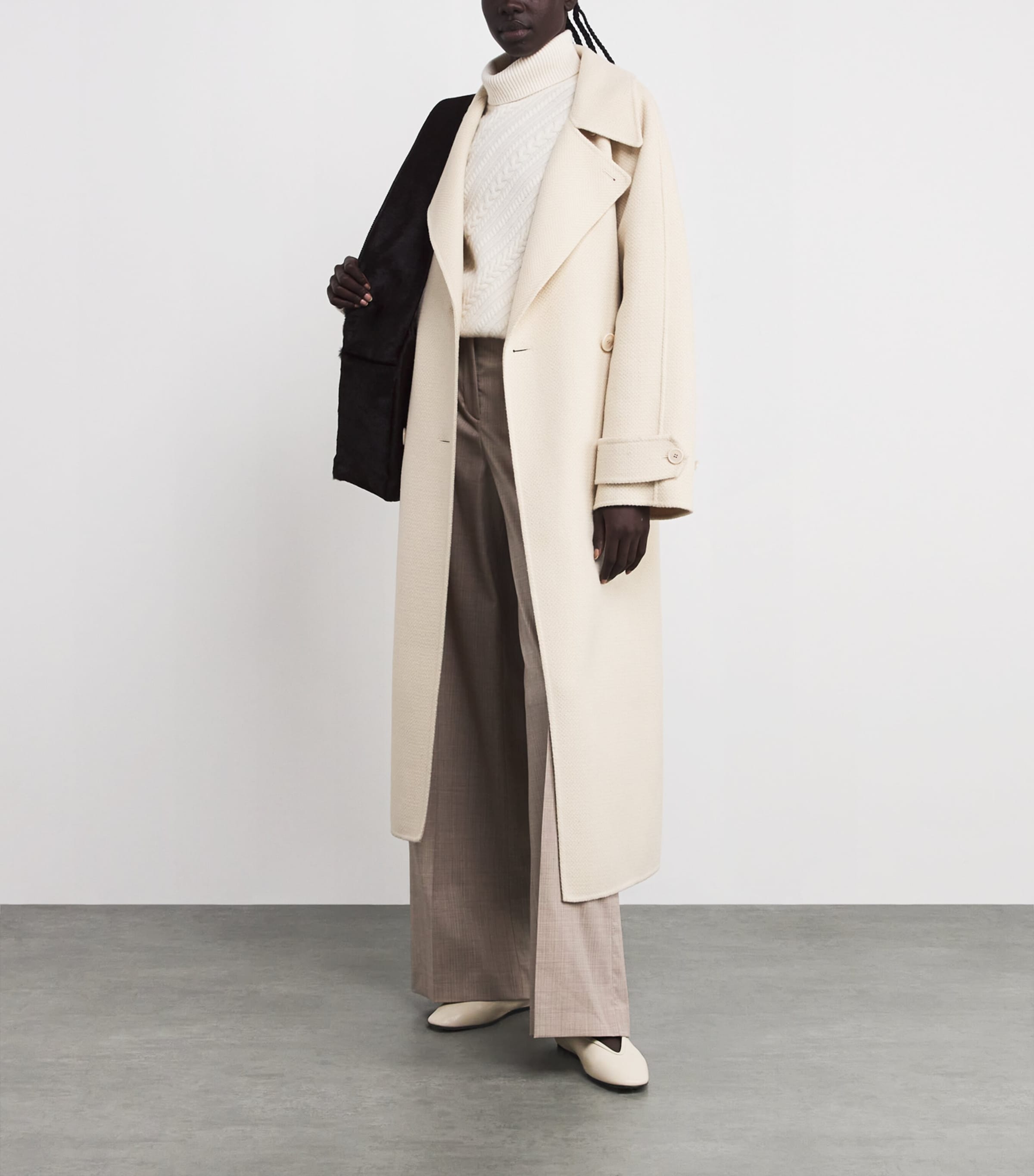 Virgin Wool Navarre Linear Coat IVORY/AFFOGATO Image 2