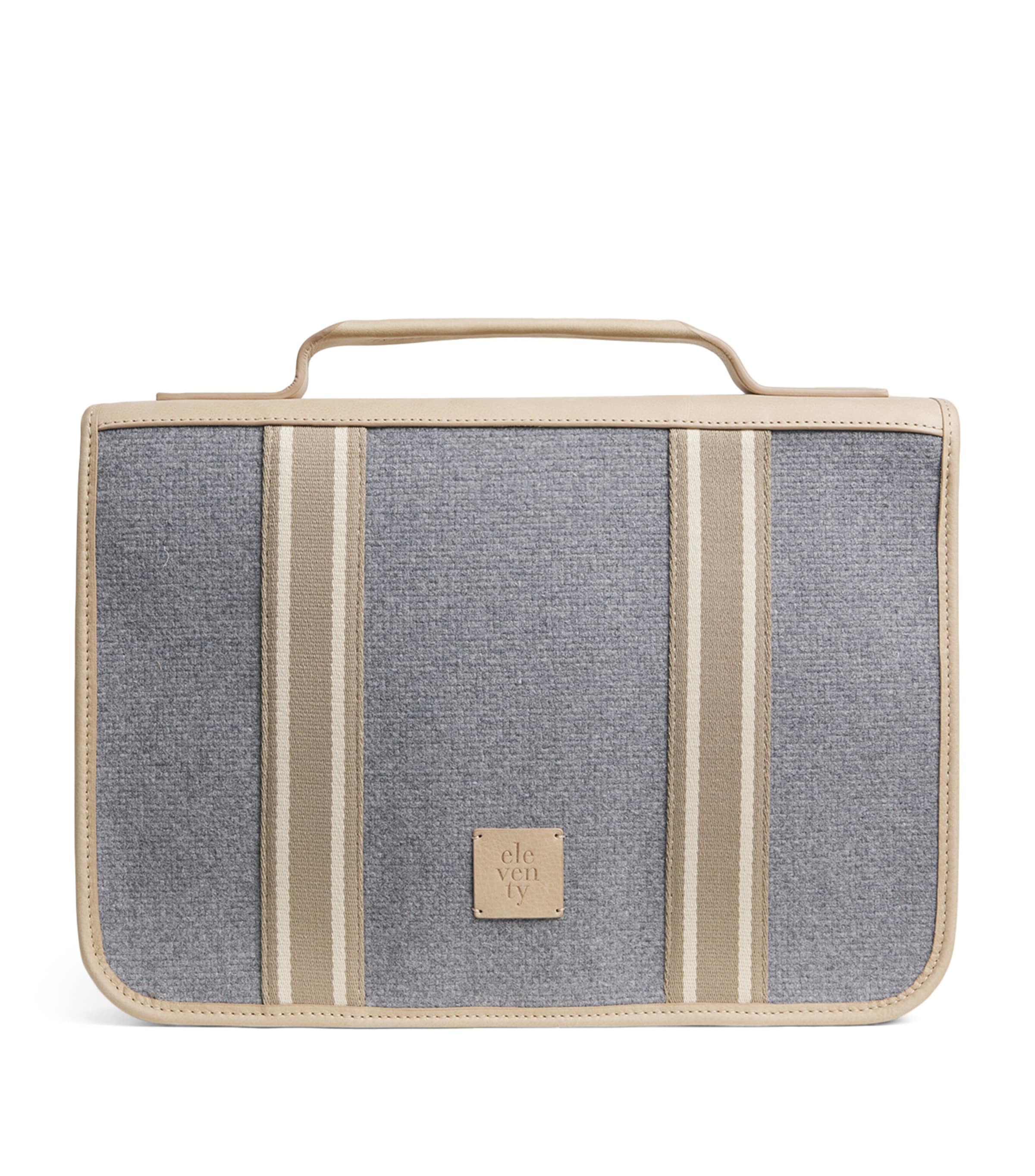 Canvas Leather-Detail Briefcase GRIGIO ARGILLA Image 1