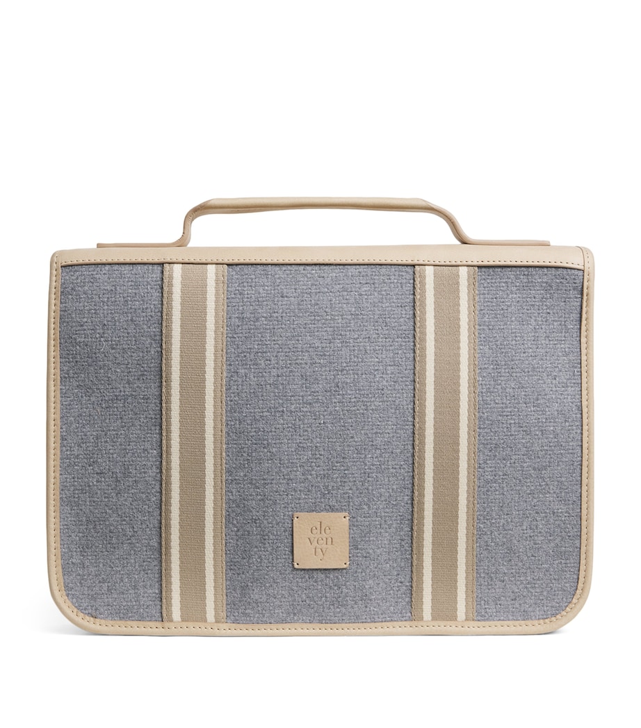 Canvas Leather-Detail Briefcase GRIGIO ARGILLA Image 1