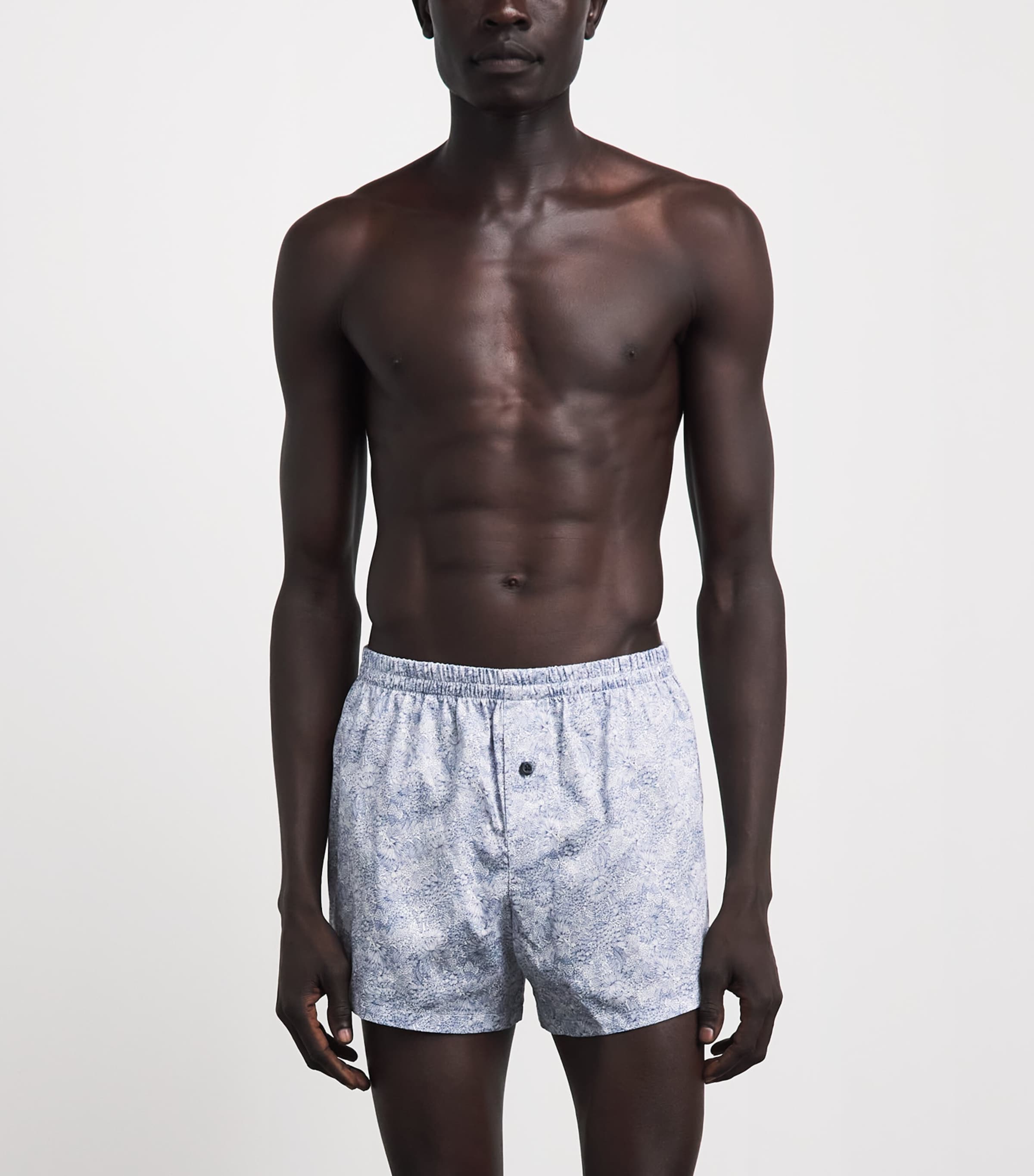 Zimmerli Mens Cotton Sateen Printed Boxer Shorts Stenciled Floral Image 2