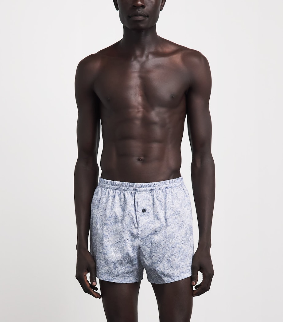 Zimmerli Mens Cotton Sateen Printed Boxer Shorts Stenciled Floral Image 2