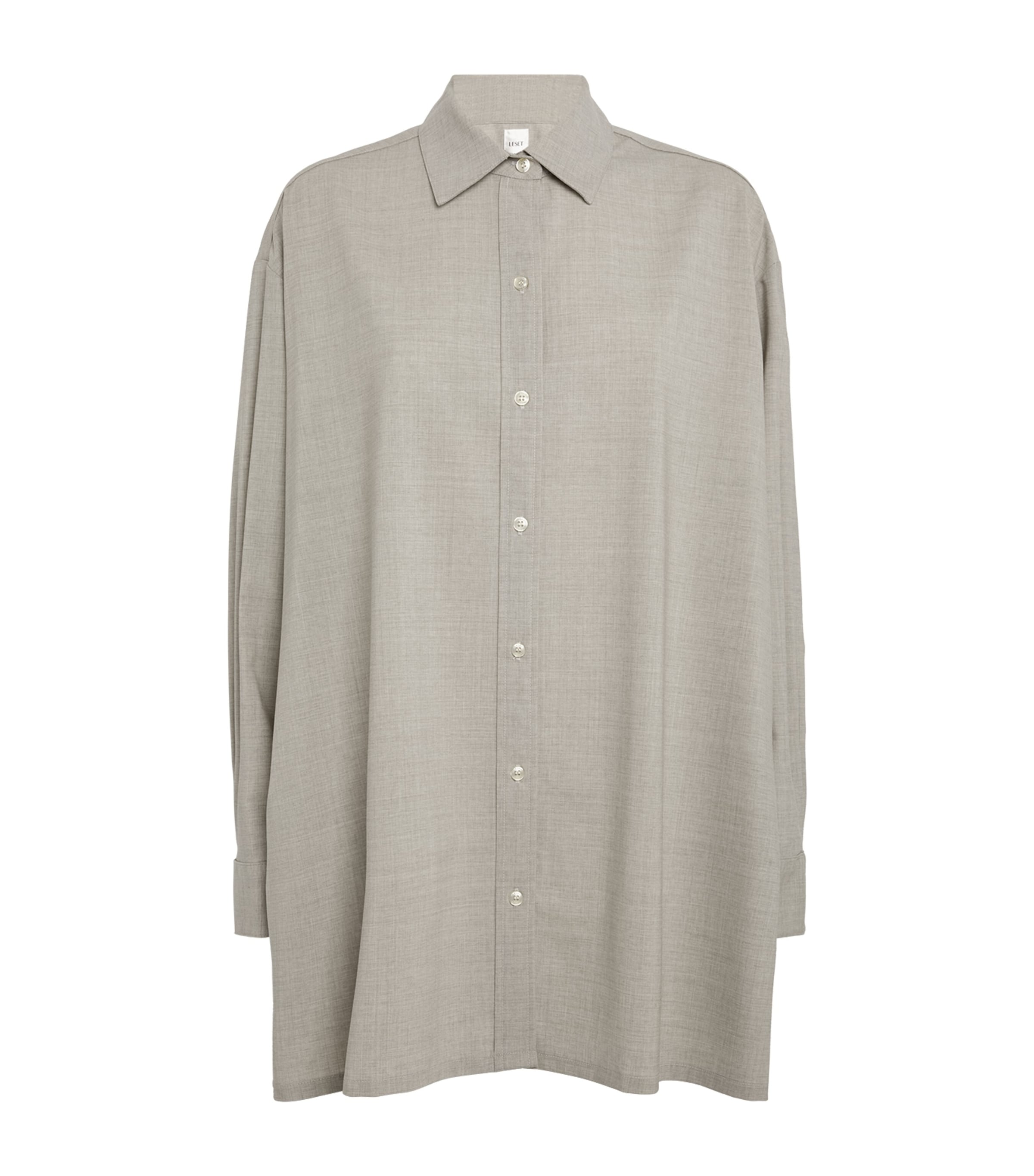 Leset Wool Oversized Jane Shirt In Grey