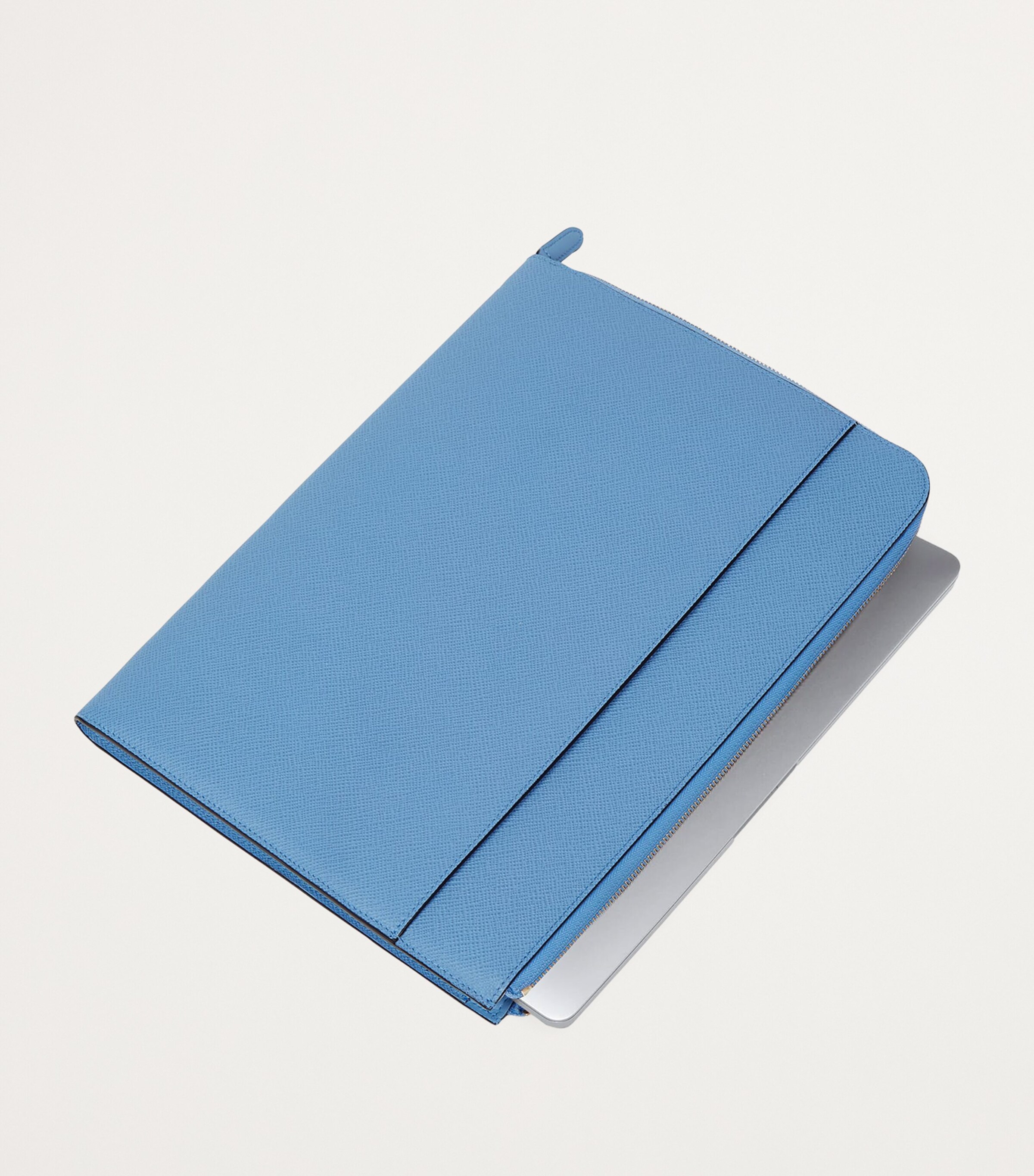 Smythson Small Panama Leather Laptop Case Nile Blue Image 3