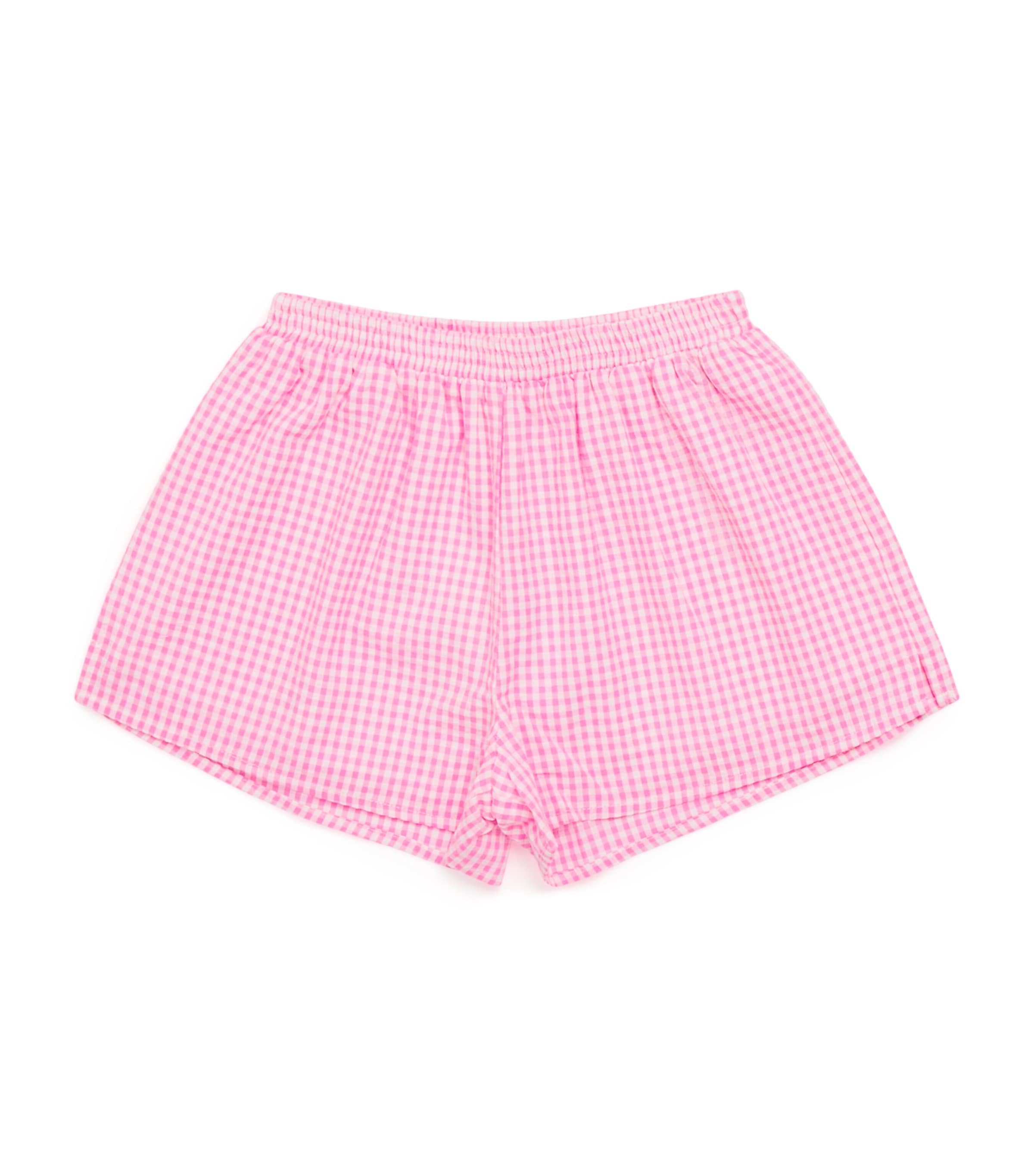 Marlo Cotton Gingham Elara Shorts In Pink