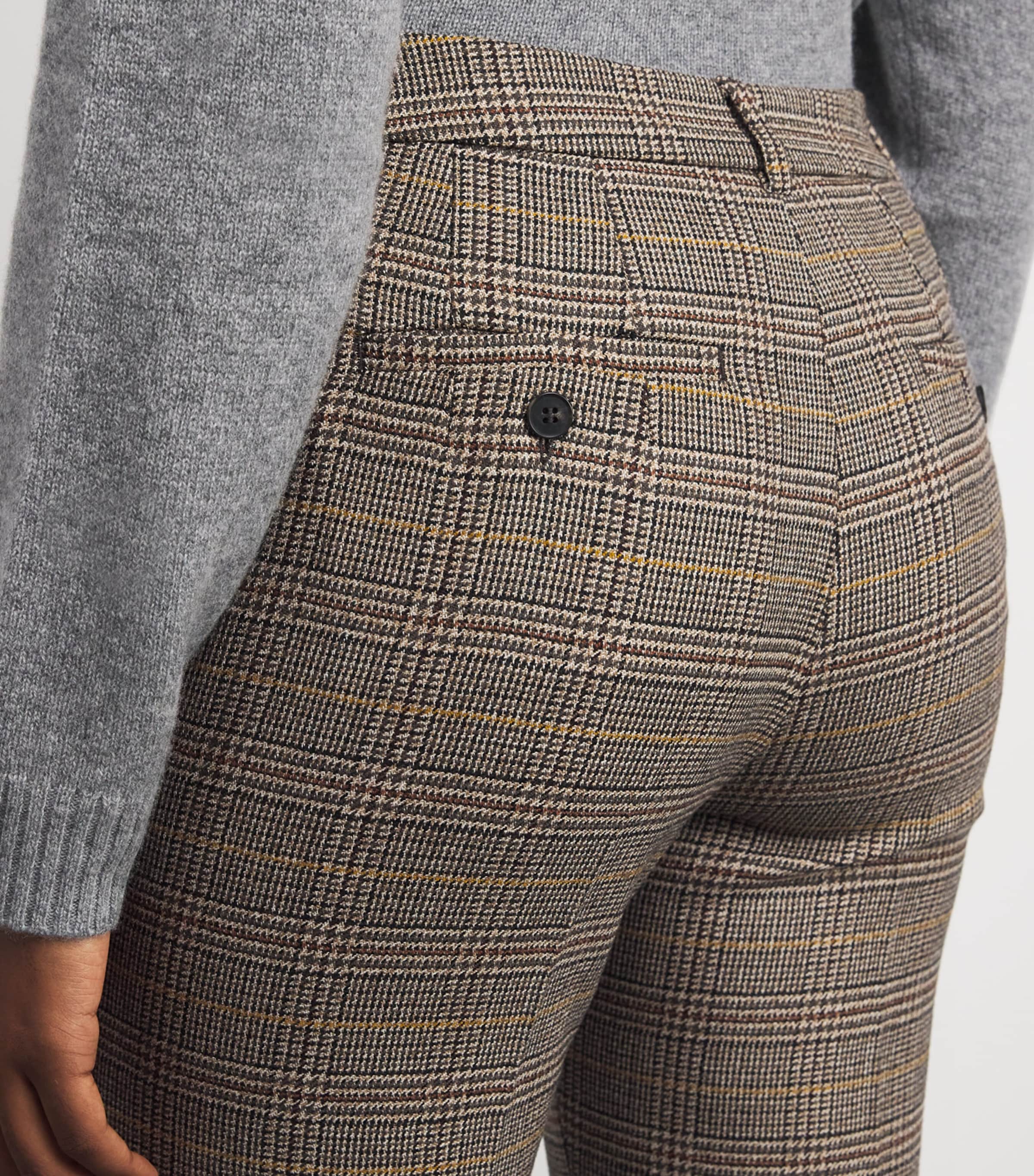 Wool Check Flared Trousers CHOCOLATE Image 6