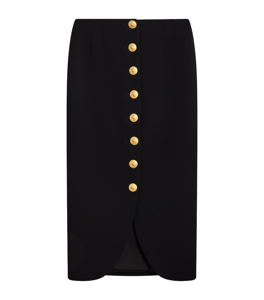 Stretch-Virgin Wool Bijoux Midi Pencil Skirt 999BLACK Image 1
