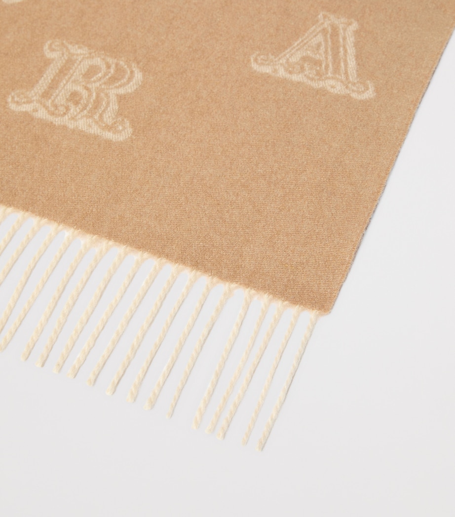 Max Mara Cashmere Logo Scarf Camel Image 2