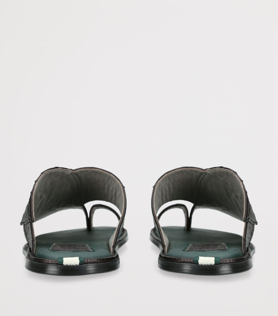 Lizard Leather Wave Sandals BLACK Image 2