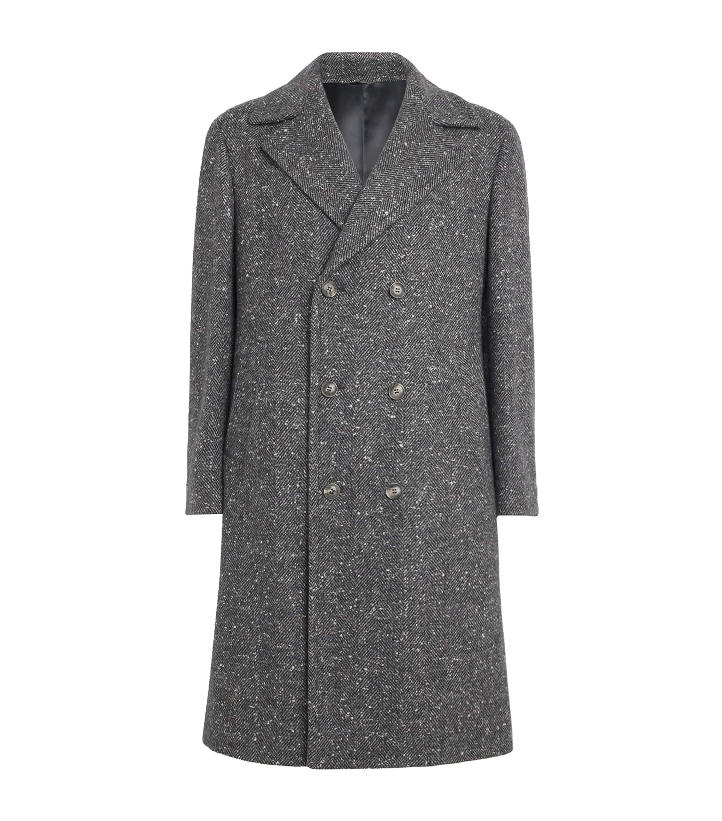 Brett Johnson Cashmere Tweed Overcoat In Gray