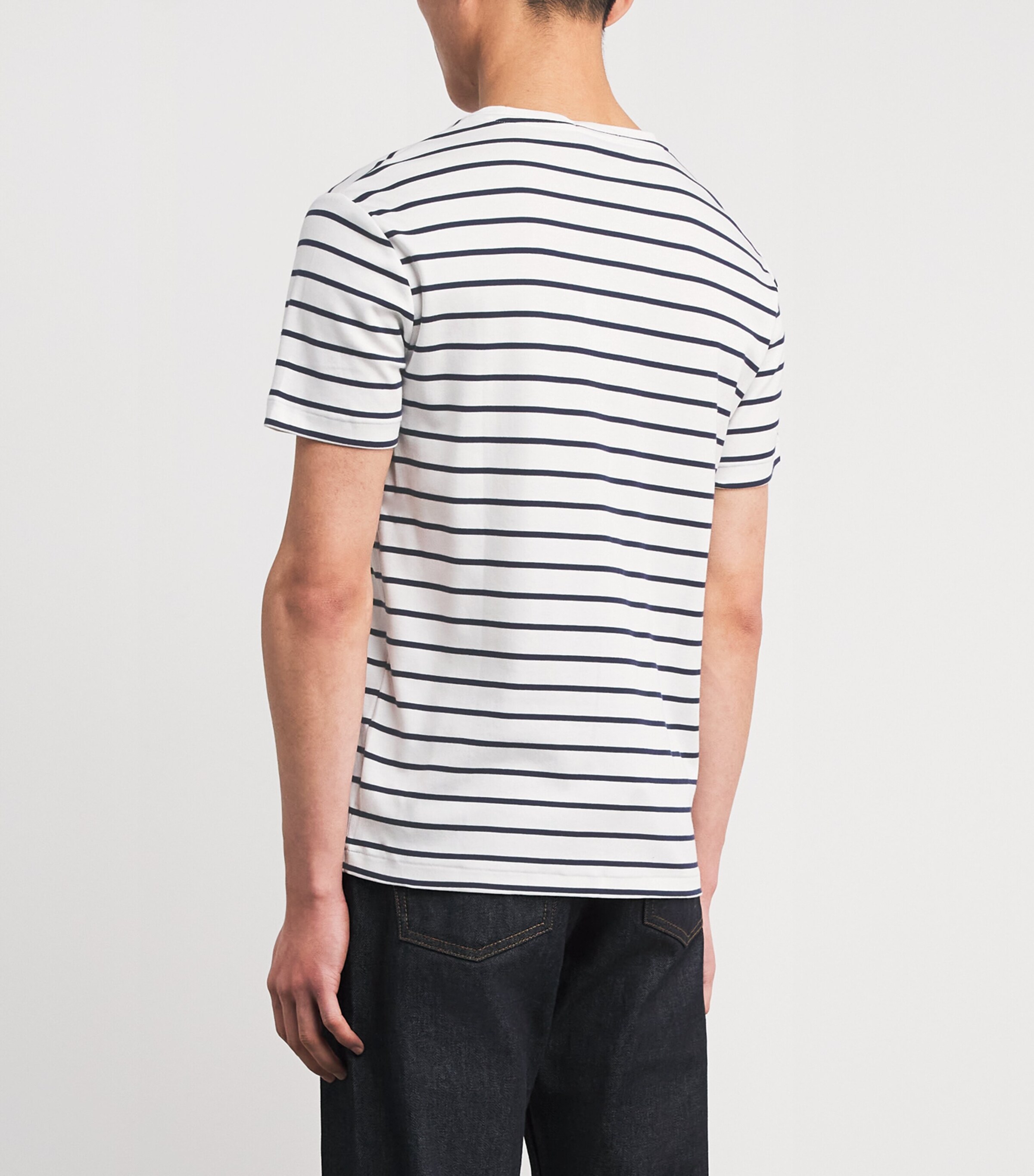 Cotton Stripe Polo Pony Slim T-Shirt WHITE/REFINED NAVY Image 4