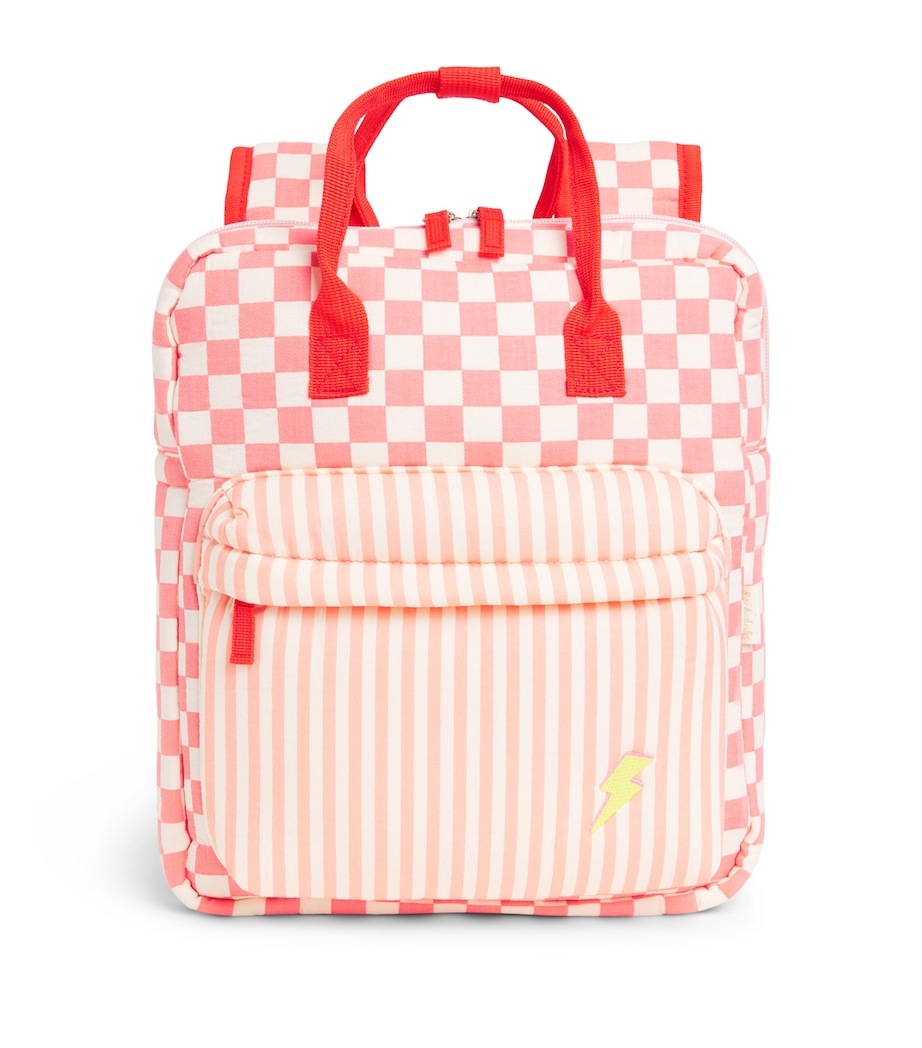 Cotton-Blend Check Backpack PINK Image 1