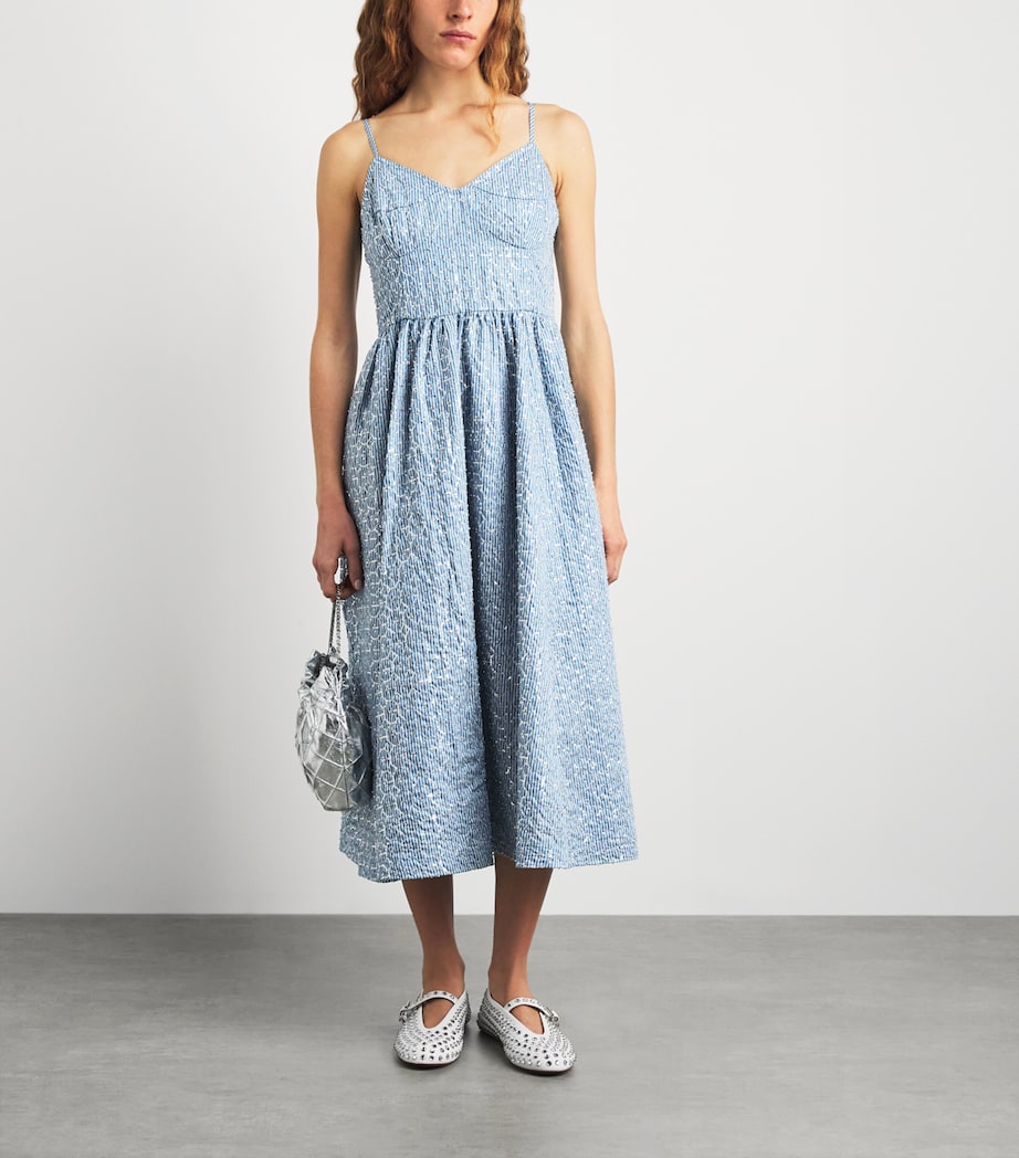 Sandro Paris Womens Sequinned Midi Dress Blue Image 2