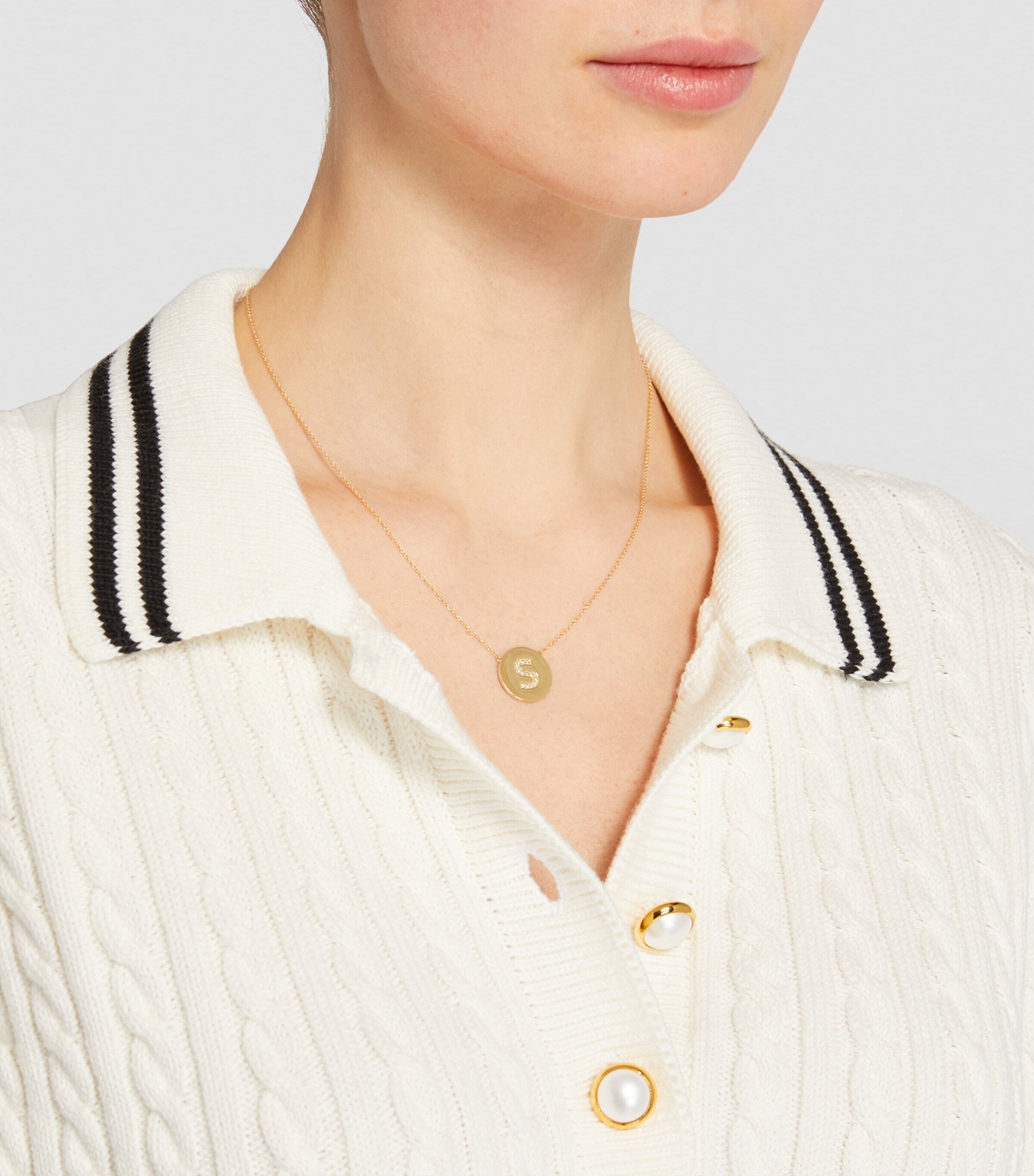 Jennifer Meyer Yellow Gold and Diamond Alphabet S Necklace Yellow Gold Image 3