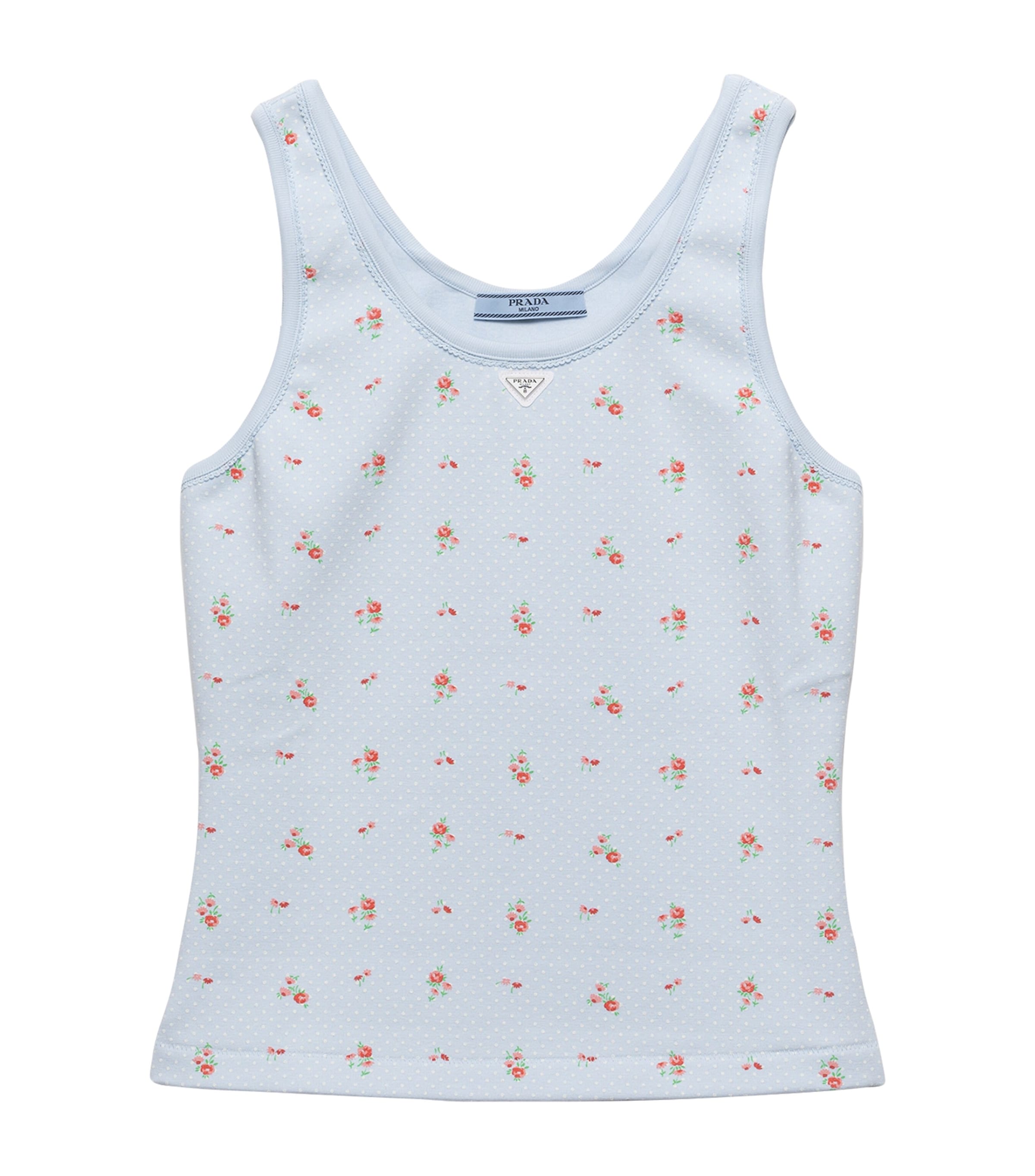 Prada Womens Stretch-Cotton Floral Tank Top Image 1