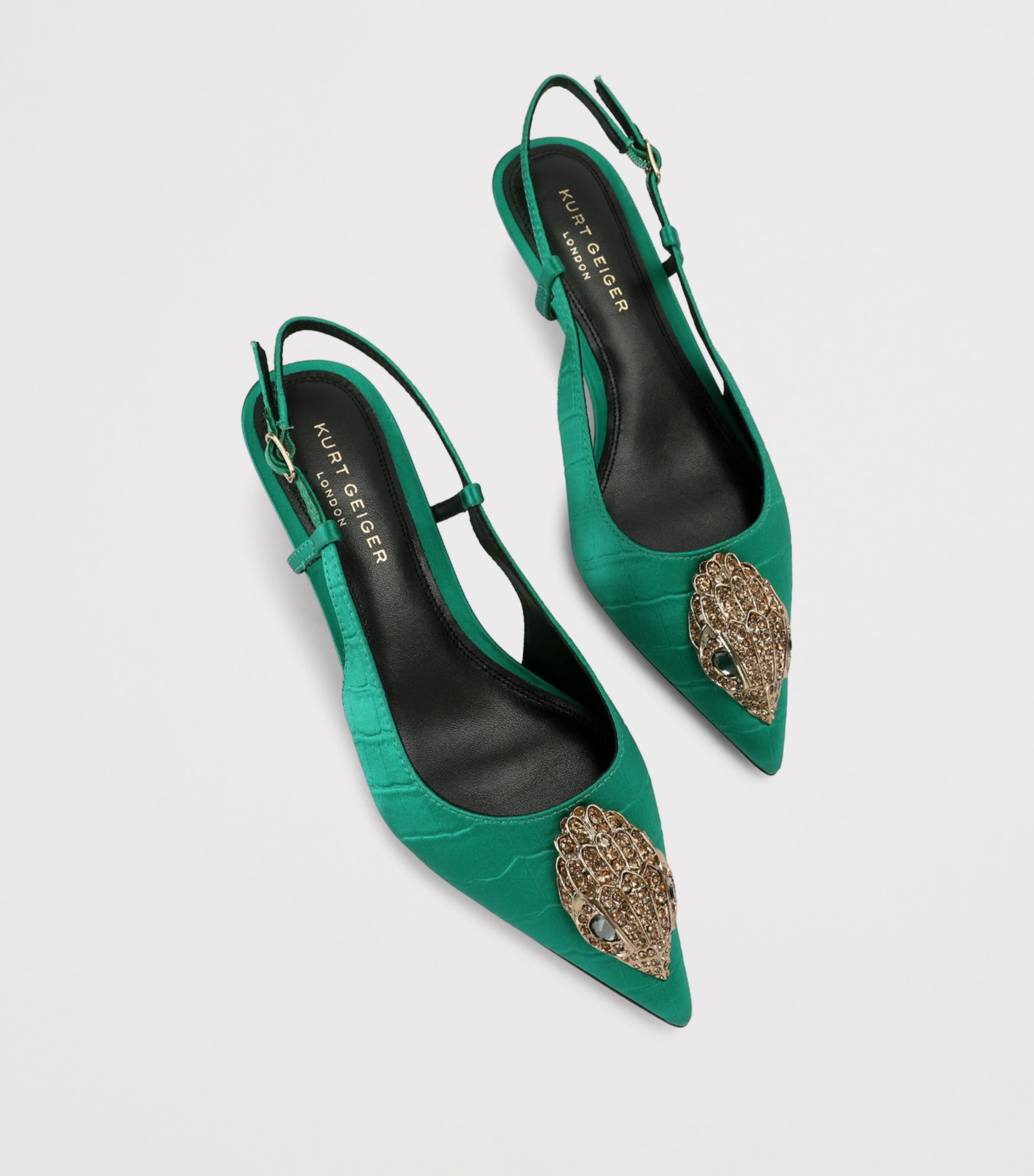 Kurt Geiger London Satin Belsize Slingbacks Green Image 4