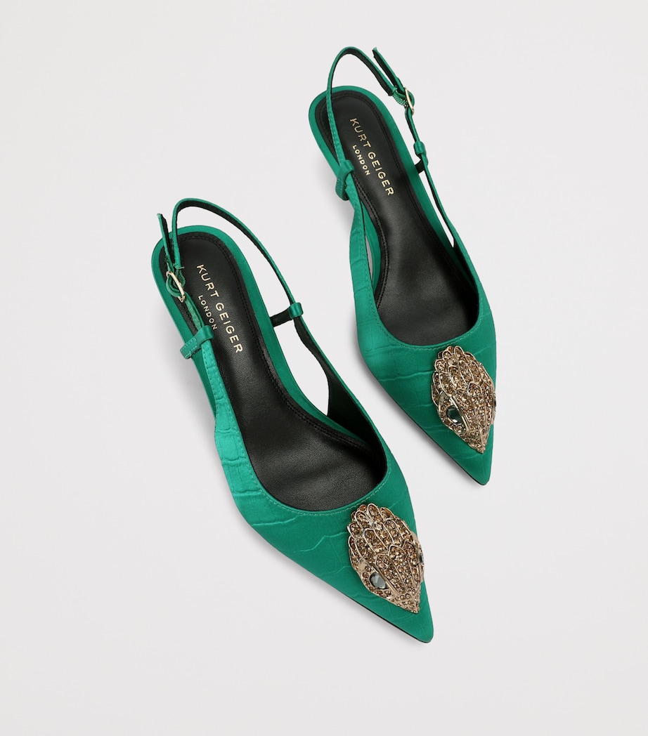 Kurt Geiger London Satin Belsize Slingbacks Green Image 4