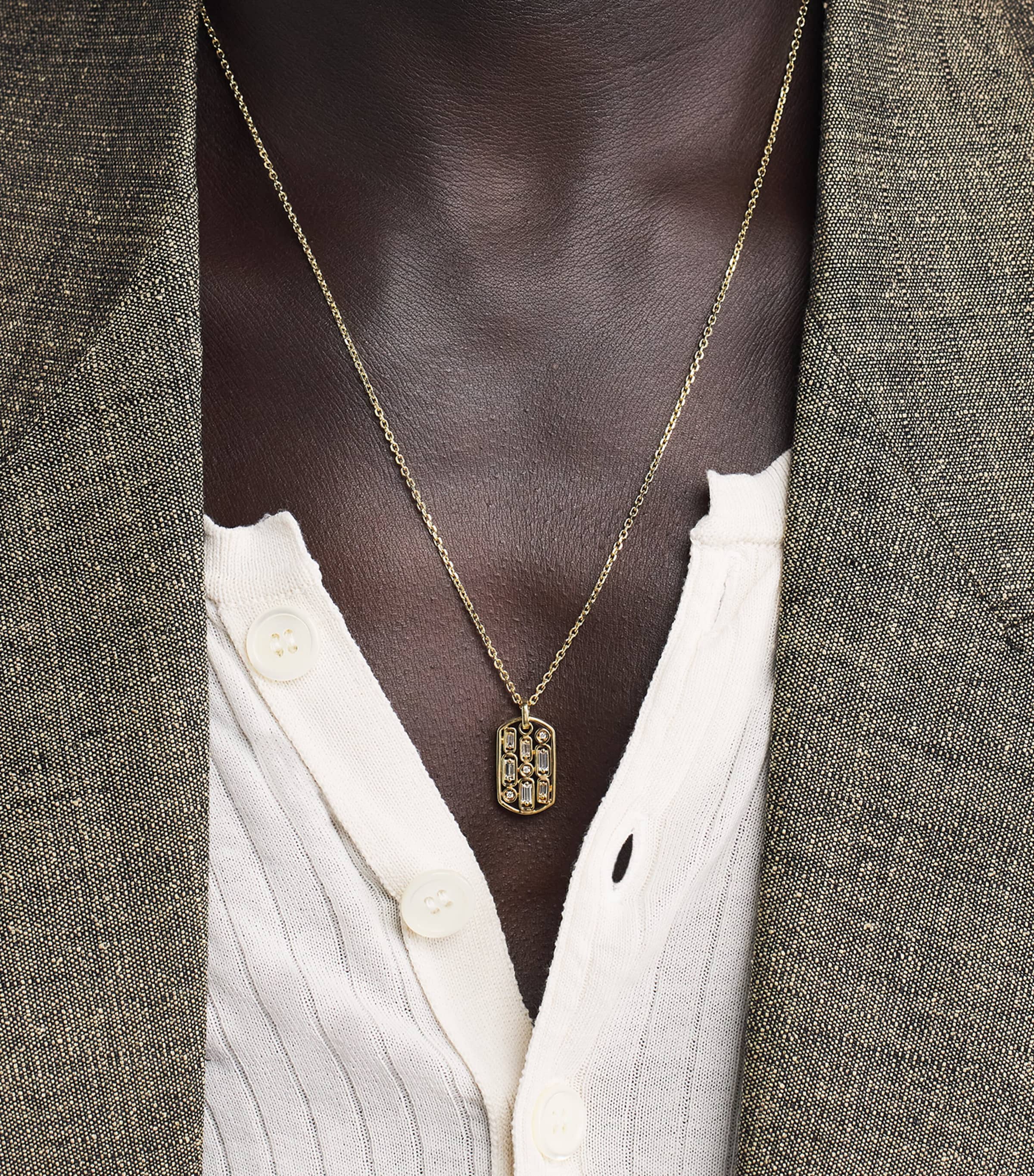 Suzanne Kalan Yellow Gold and Diamond Dog Tag Pendant Necklace Yg/wd Image 2
