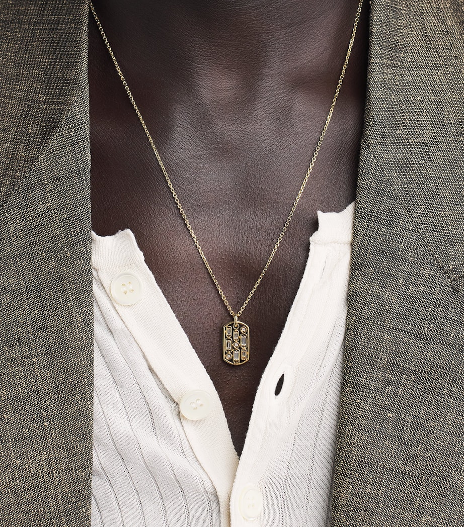 Suzanne Kalan Yellow Gold and Diamond Dog Tag Pendant Necklace Yg/wd Image 2
