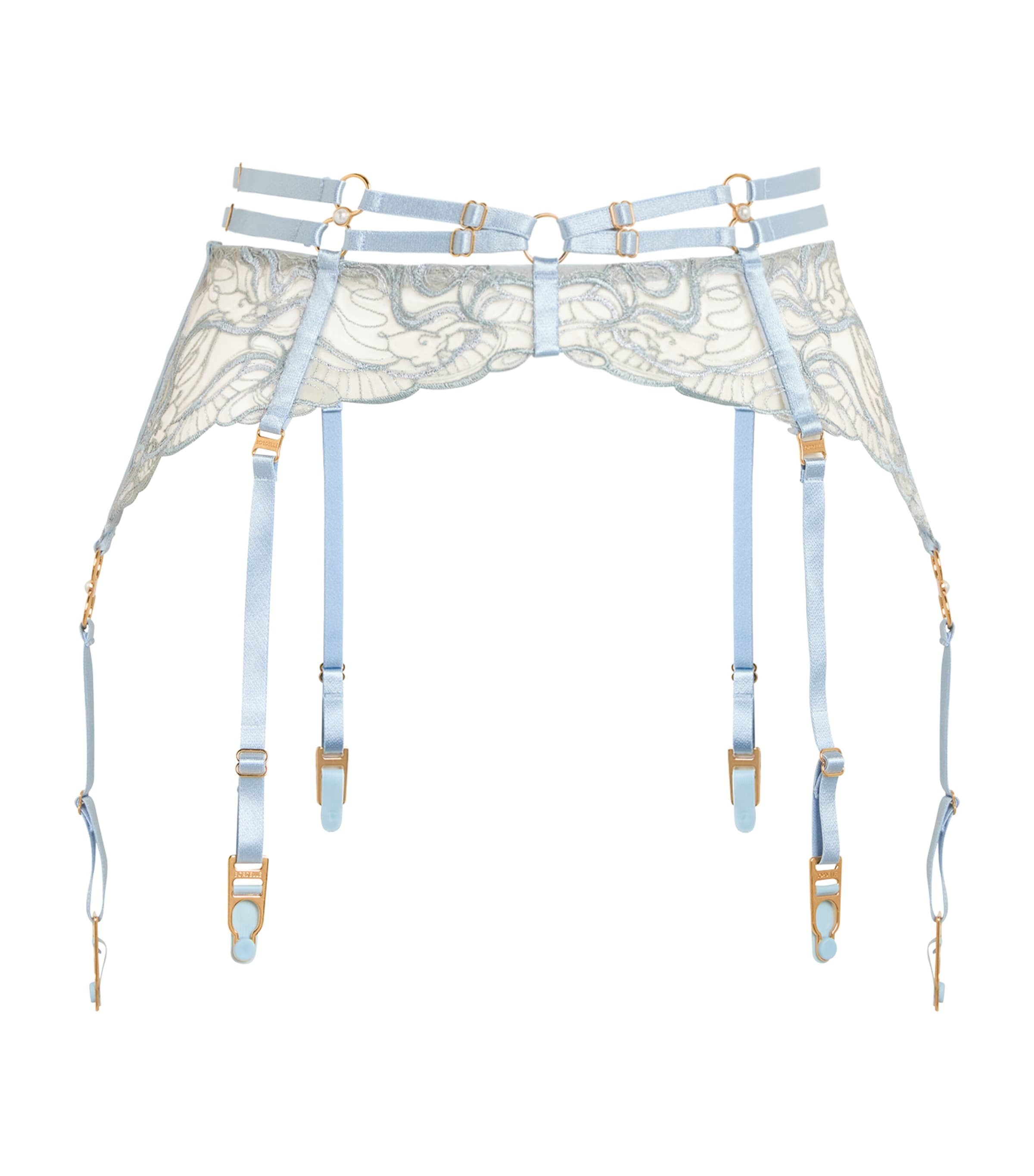 Bordelle Womens Pearl Suspender Dusty Blue Image 1