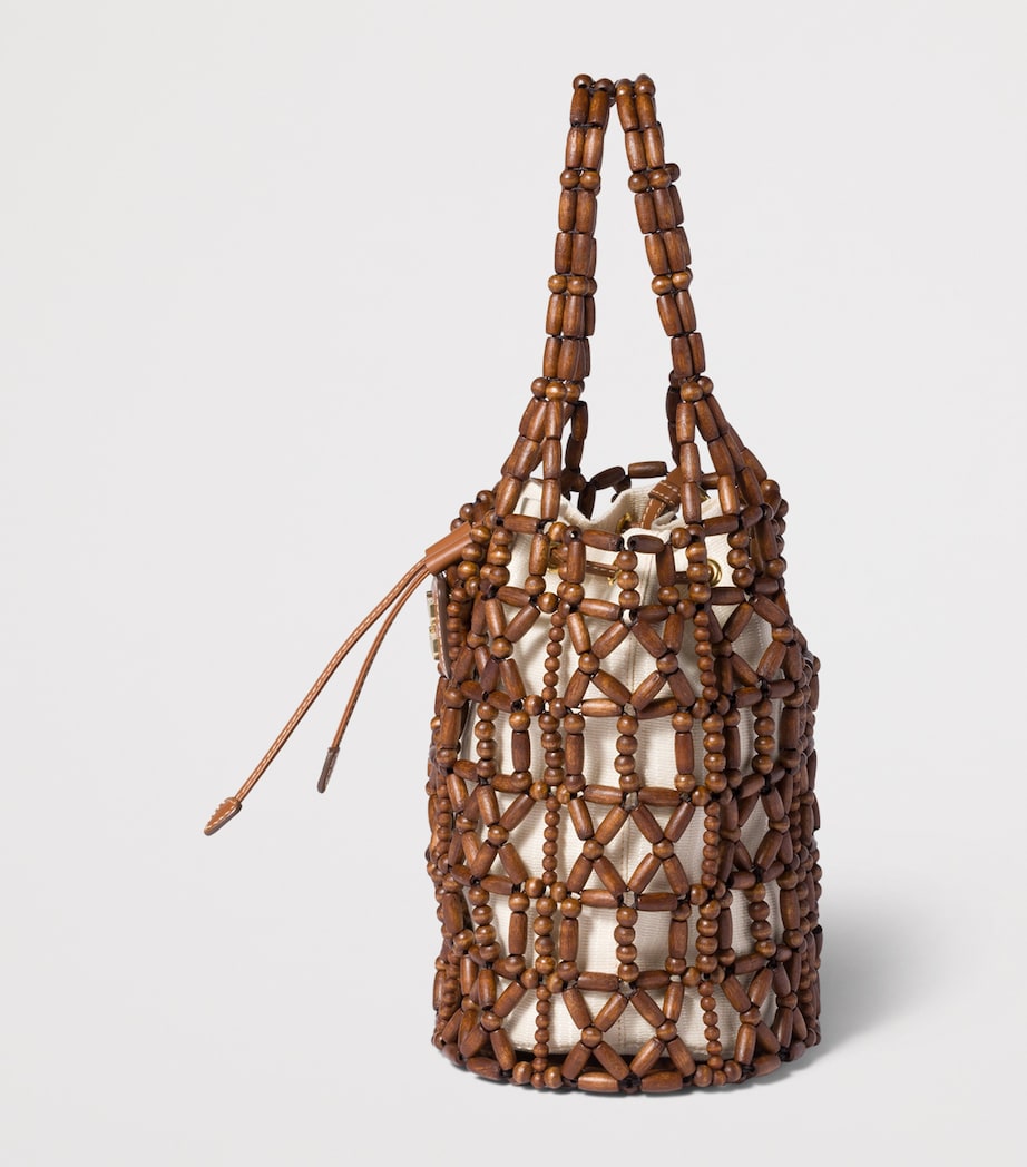 Miu Miu Beaded Mesh Bucket Bag Brown Image 4
