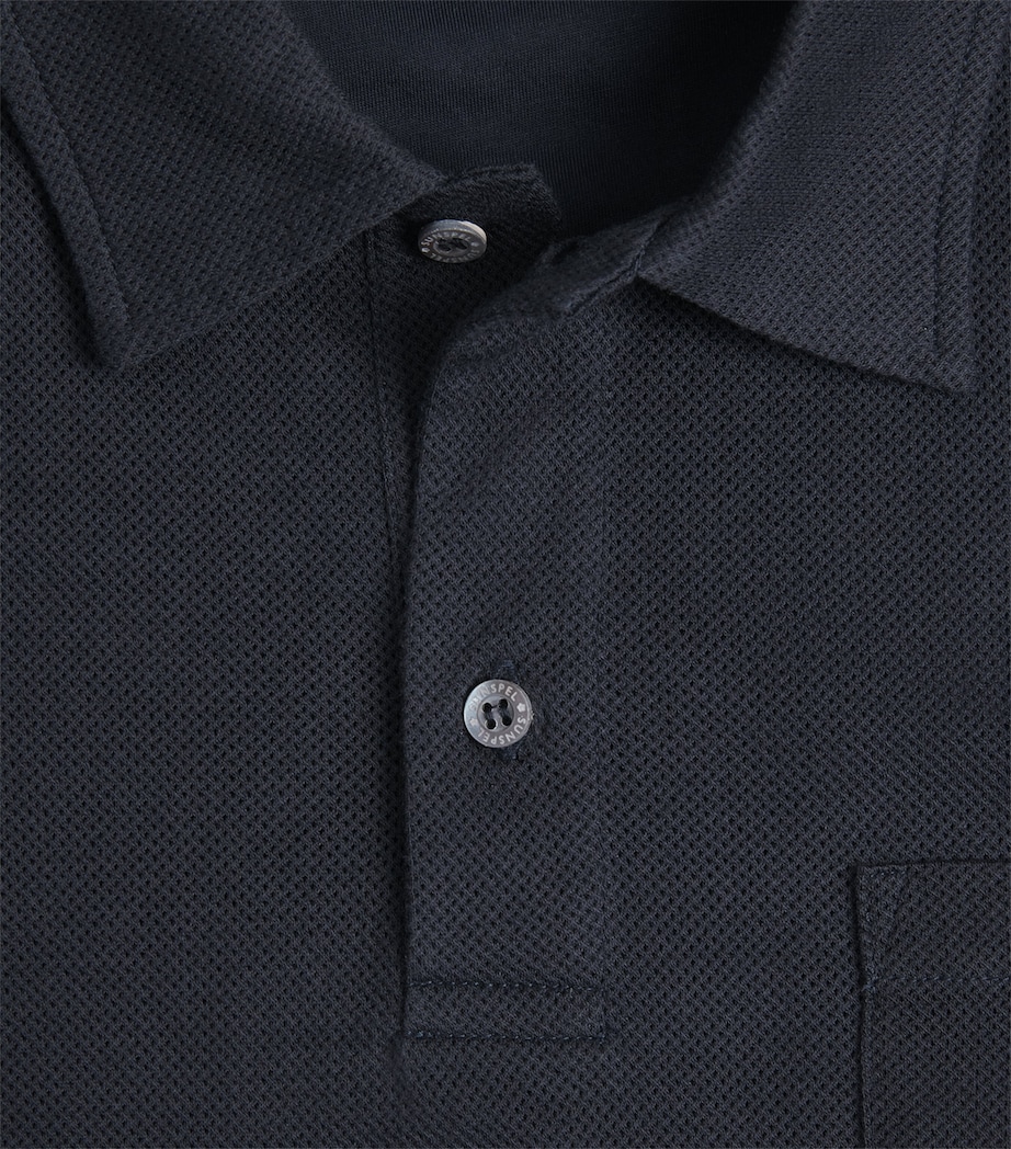 Sunspel Mens Sea Island Cotton Riviera Polo Shirt Buvn Midnight N Image 6