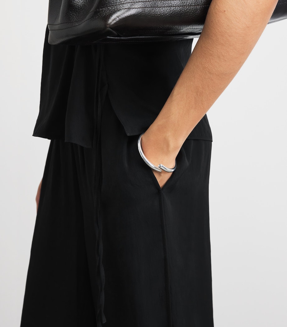 Theory Womens Crepe Wide-Leg Trousers Black Image 3
