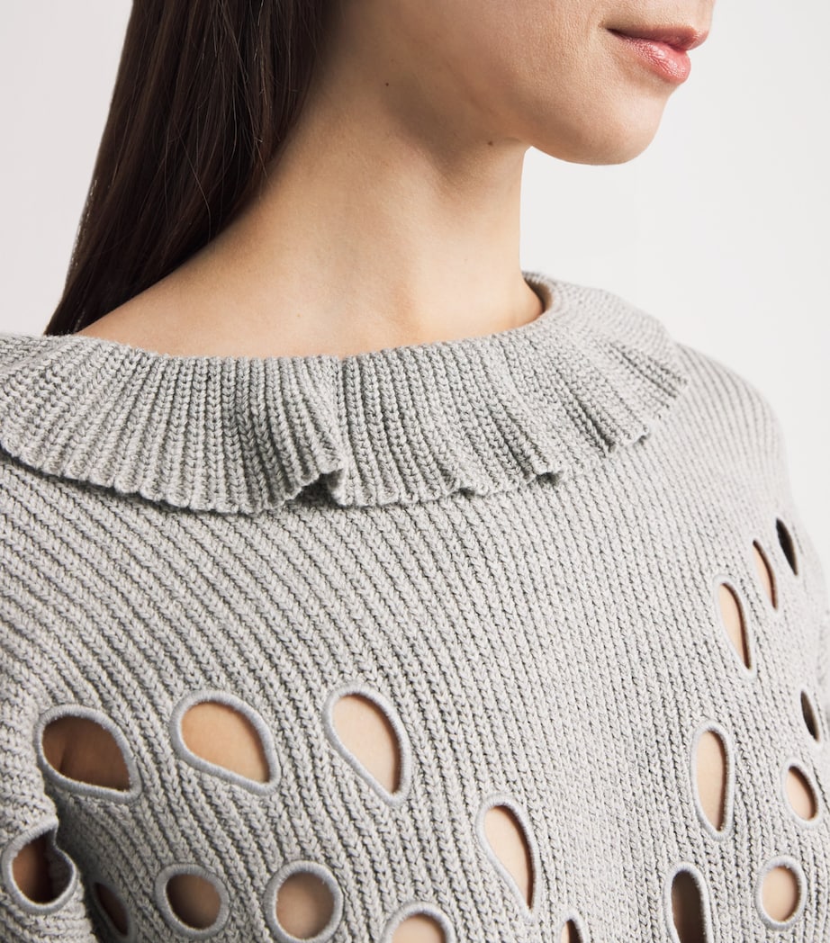 Cotton-Blend Cut-Out Francia Sweater GREY MELANGE Image 6